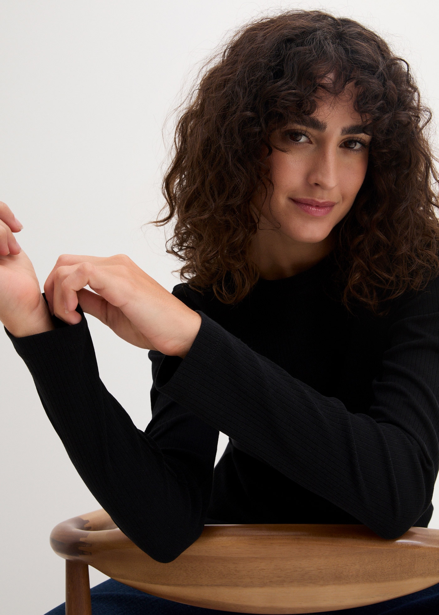 bonprix Langarmshirt »Geripptes Langarmshirt aus reiner Baumwolle« aus reiner Baumwolle