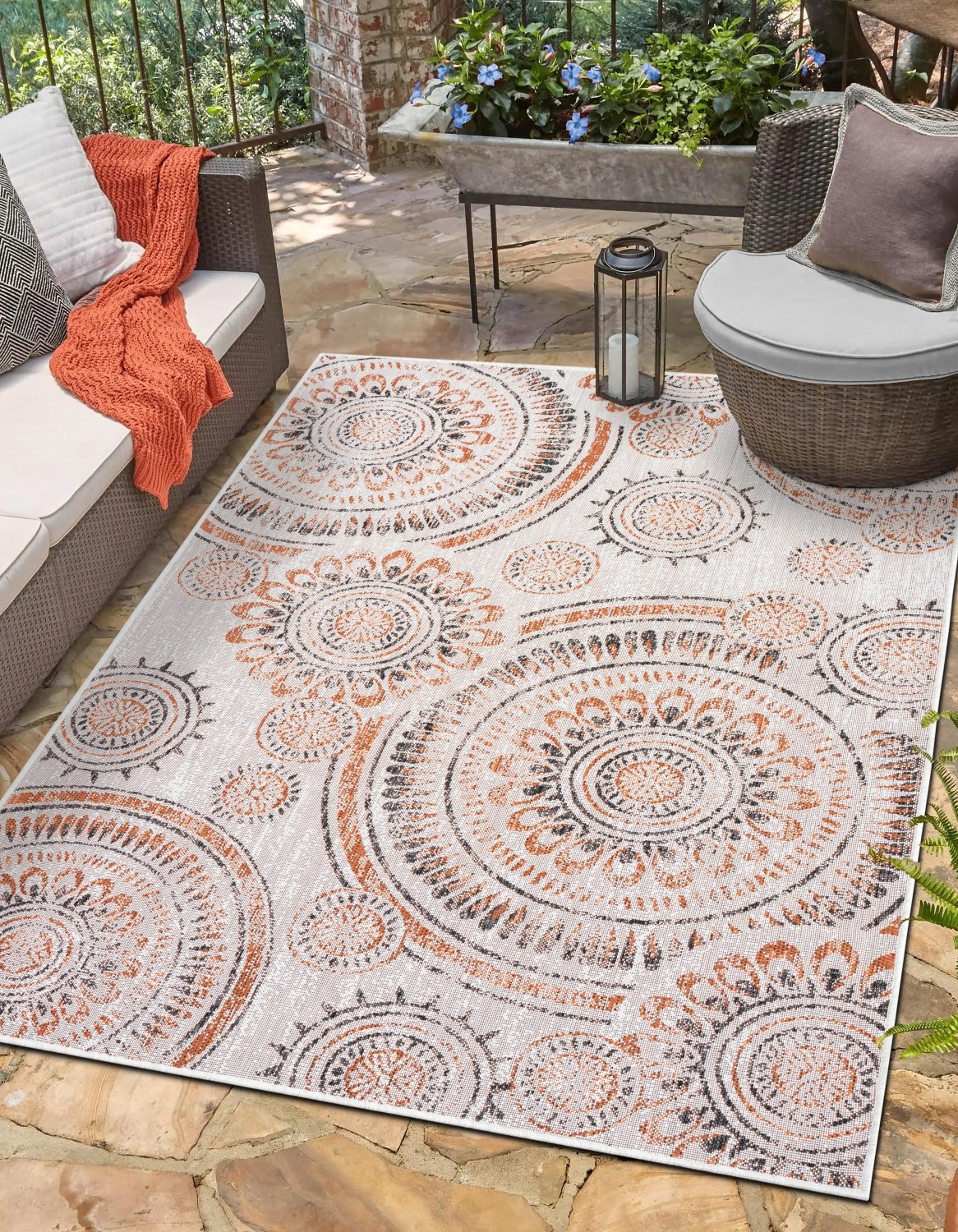 Myflair Möbel & Accessoires Outdoorteppich "Sonic, LAGERRÄUMUNG" rechteckig 6 mm Höhe Ethno Design, Kreise, Outdoor geeignet, Balkon, Terrasse