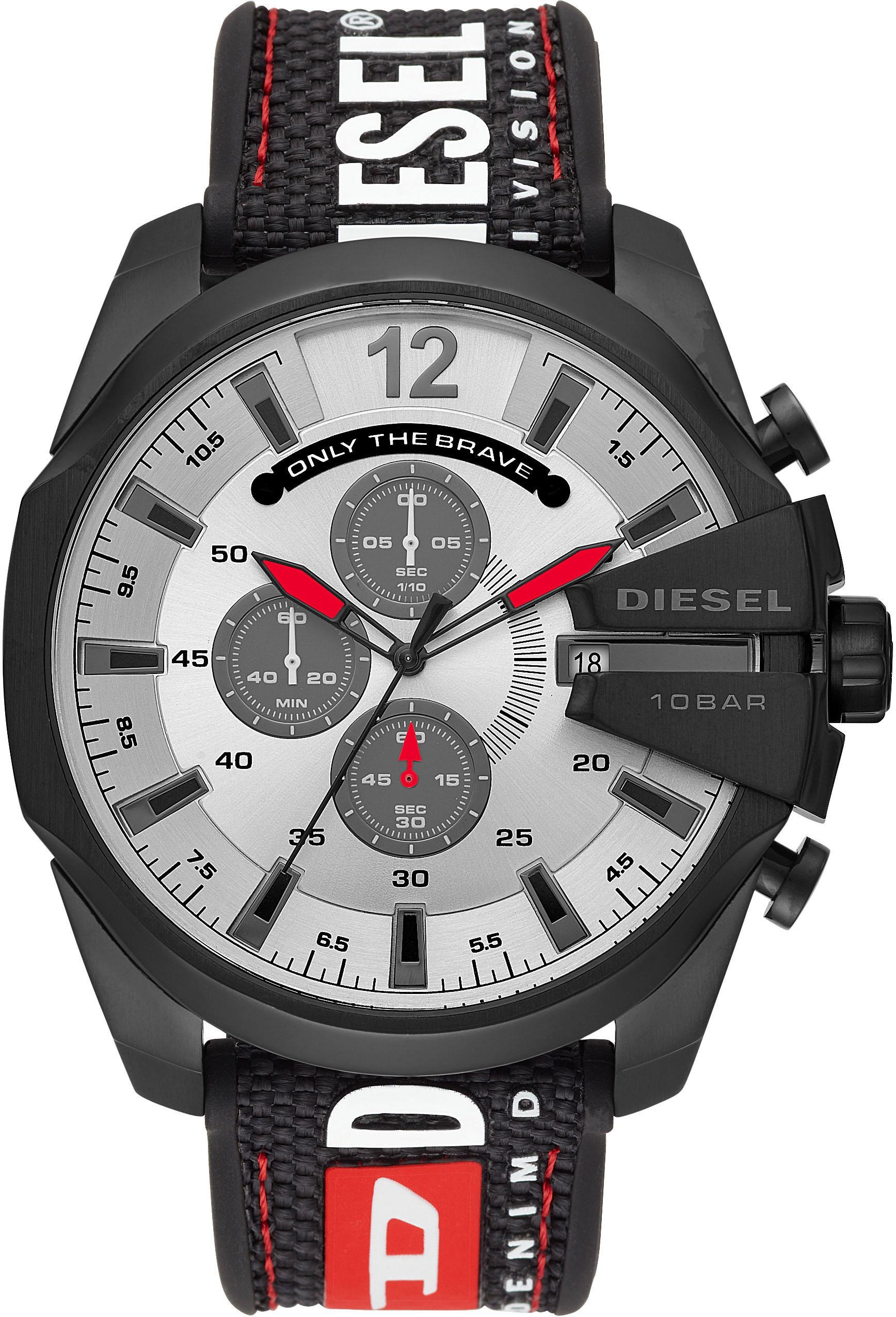 Diesel Chronograph »MEGA CHIEF, DZ4512«, Quarzuhr, Armbanduhr, Herrenuhr, Datum, Stoppfunktion, Leuchtzeiger