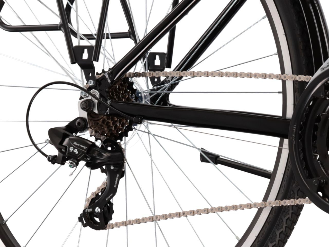 Kross Trekkingrad »KROSS Trekkingrad Trans 1.0 28" schwarz«, 21 Gang, Shimano, TOURNEY TY300 Schaltwerk, Kettenschaltung