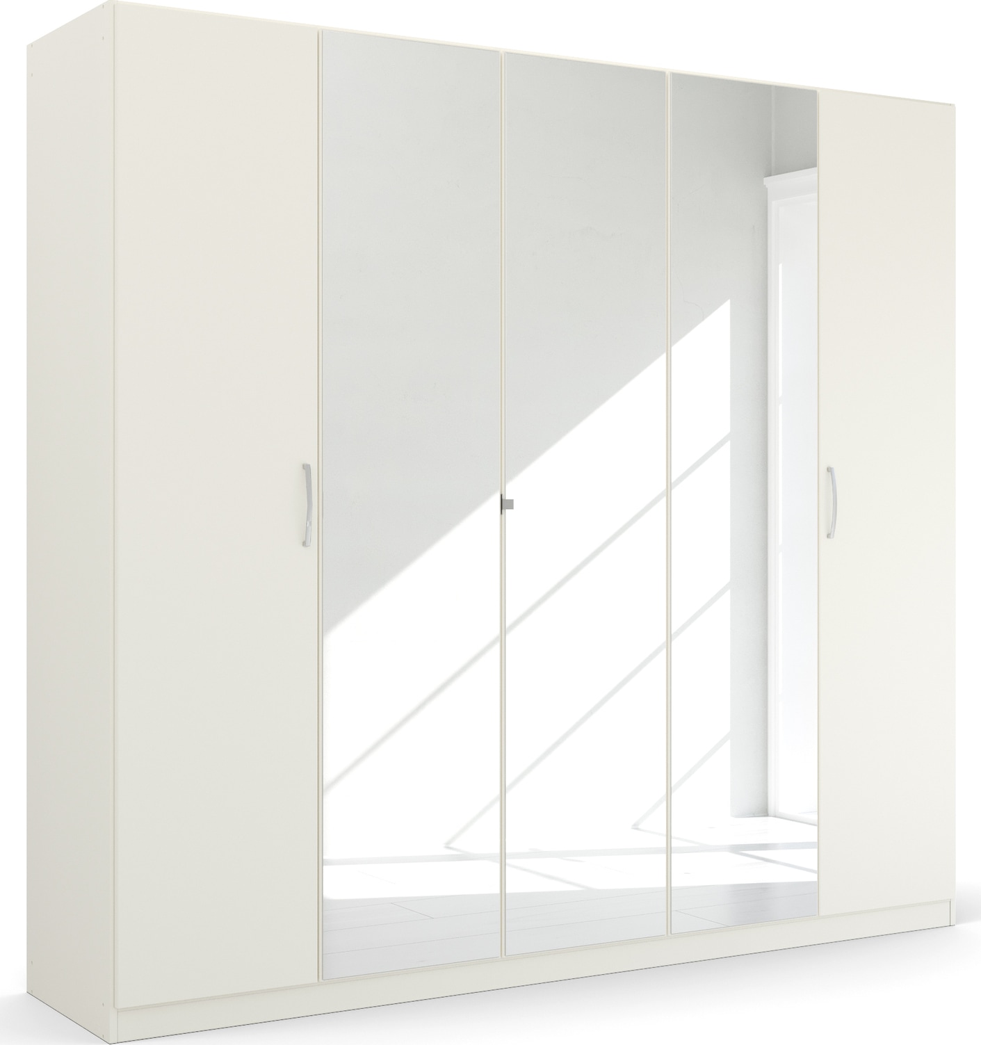 rauch Drehtürenschrank "Kleiderschrank Schrank Garderobe Ankleide PURE BY QUADRA SPIN" Breiten: 181/226/271 cm, Höhe 210 cm, in puristischem Design mit Griffen in Alufarben MADE IN GERMANY