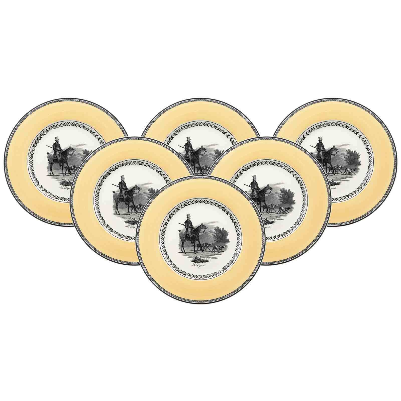 Villeroy & Boch Speiseteller "Speiseteller Audun Chasse ø 27,1 cm 6er Set weiß-grau-gelb"