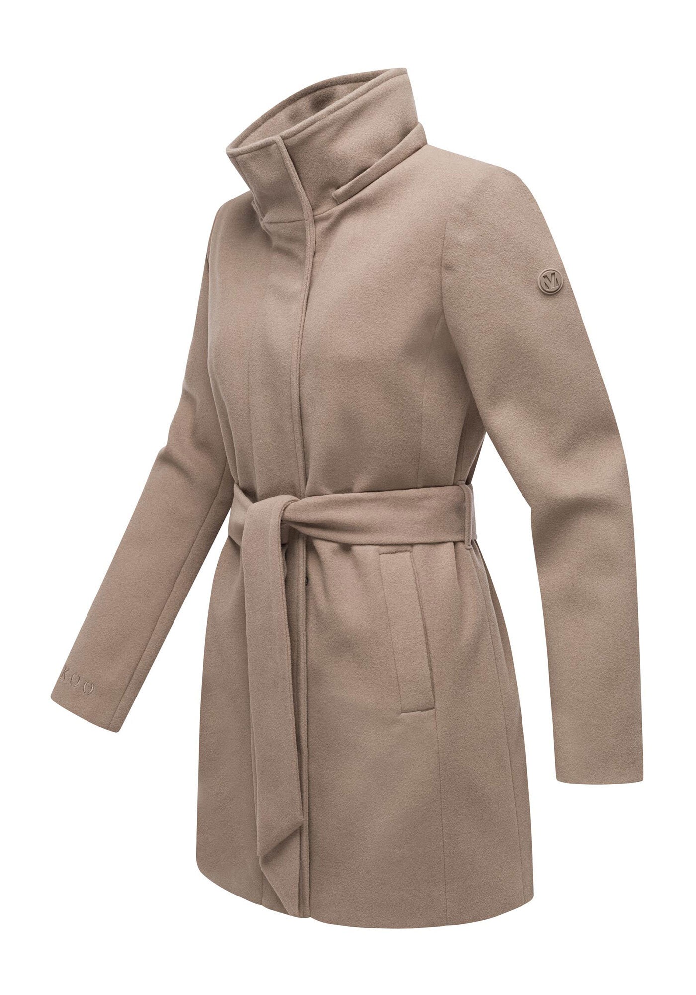 Marikoo Kurzmantel »Katalinaa«, Eleganter Wickel Mantel mit Taillengürtel und Oversized Hood Kapuze
