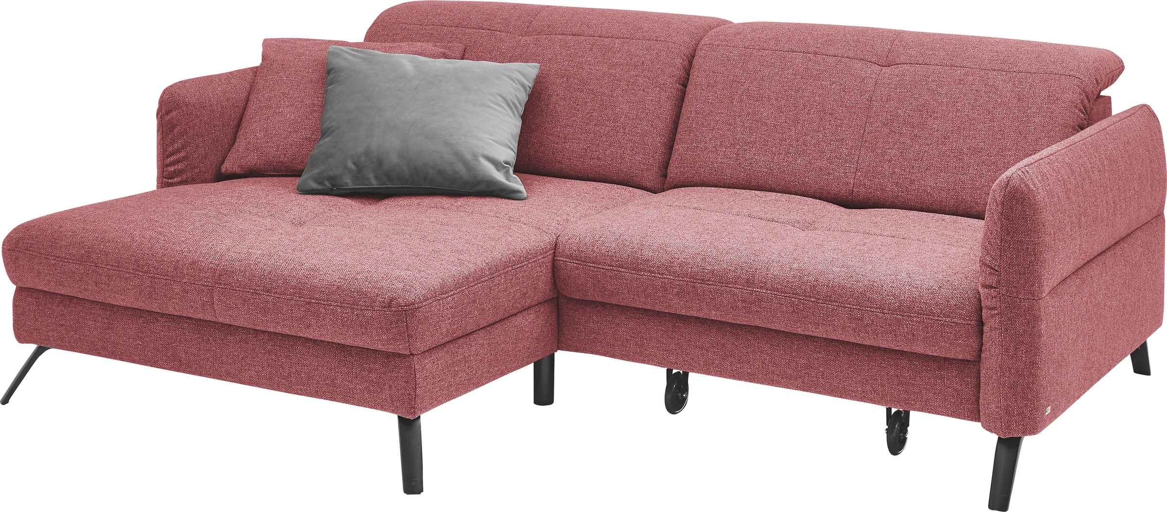 set one by Musterring Ecksofa »SO 4400 V«, wahlweise mit motorischer Bettfunktion & Kopfverstellung, Fuß schwarz
