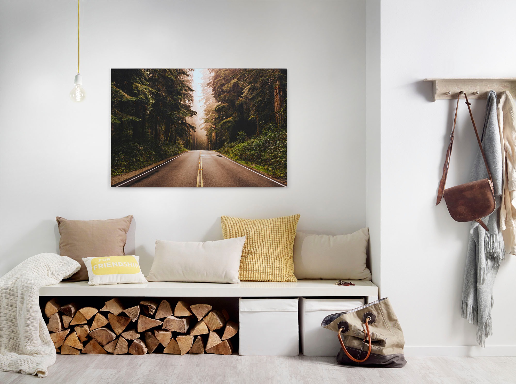 A.S. Création Leinwandbild "Road Trip" Kunst Wald 1 Stk. tlg. Landstraße Bäume Keilrahmen Natur Leinwand-Bild Wohnzimmer modern Wand