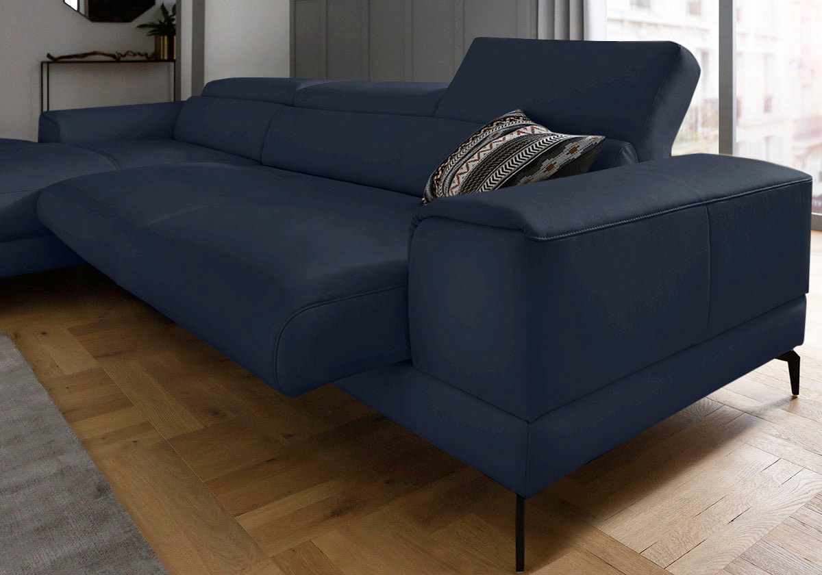 W.SCHILLIG Ecksofa »piedroo, Designsofa mit tollem Sitzkomfort, bequem, L-Form«, Kopfteilverstellung, wahlweise mit Sitztiefenverstellung, Breite 343cm