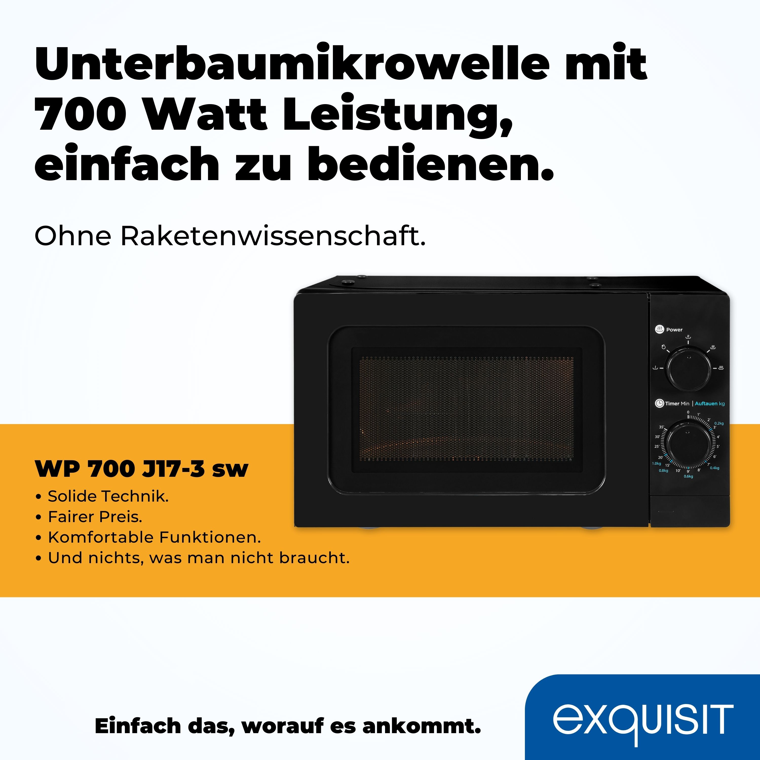 Thumbnail - exquisit Mikrowelle "WP 700 J17-3 sw", Mikrowelle, 700 W