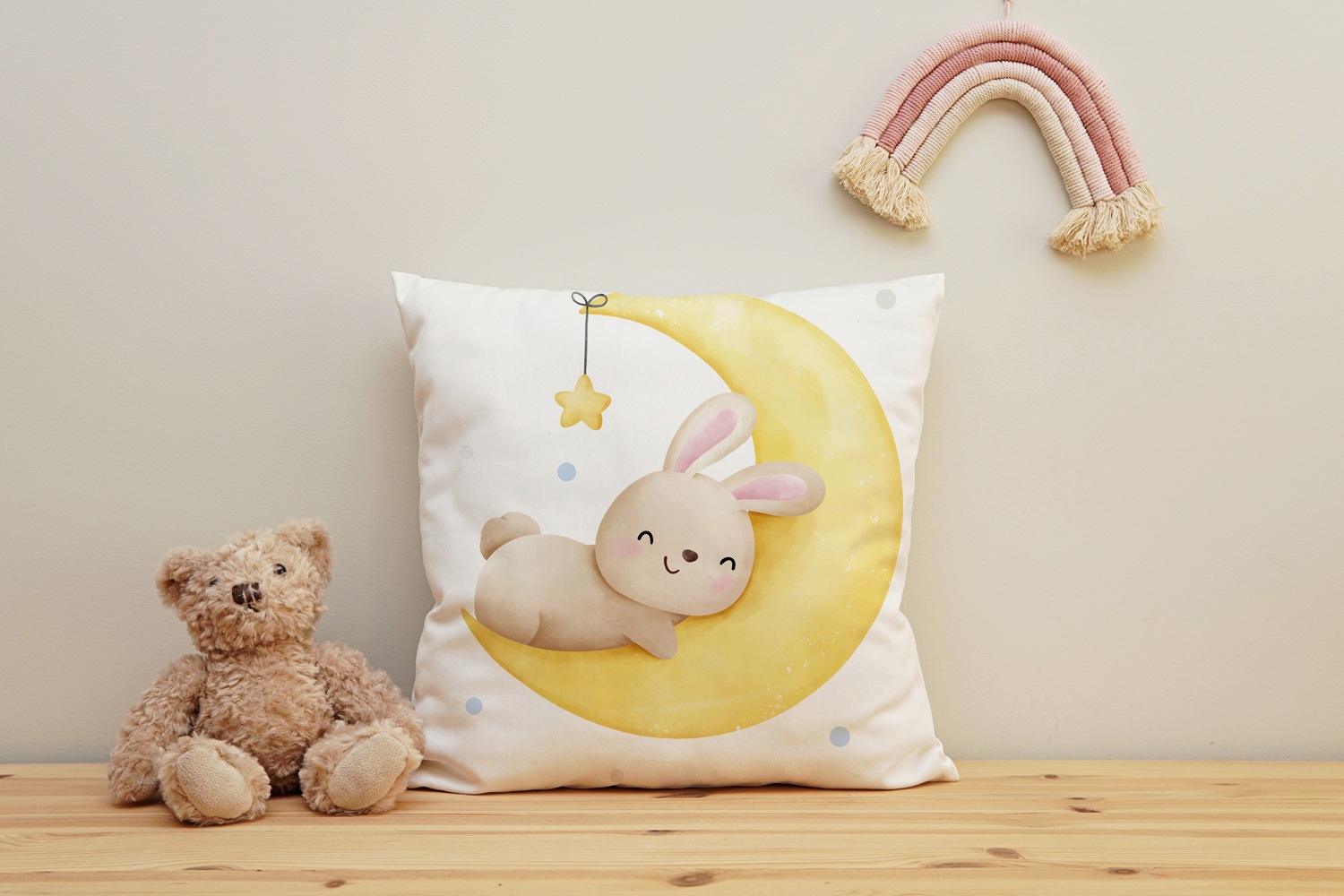 queence Dekokissen »Schlafender Hase«, Kissenhülle mit HD Premium Druck, geruchsneutral, 40x40cm