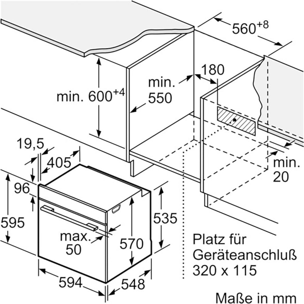 Constructa Backofen-Set »CX5VS601«, CX5VS601, mit Teleskopauszug nachrüstbar, Hydrolyse