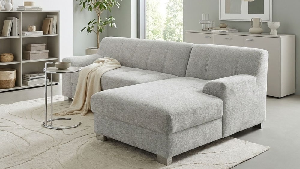 OTTO home "Lolland 241 x 146 cm, modern, mit Steppungen, mittelfester Sitz" mit Schlaffunktion, L-Form, aus Pet Friendly Bezug
