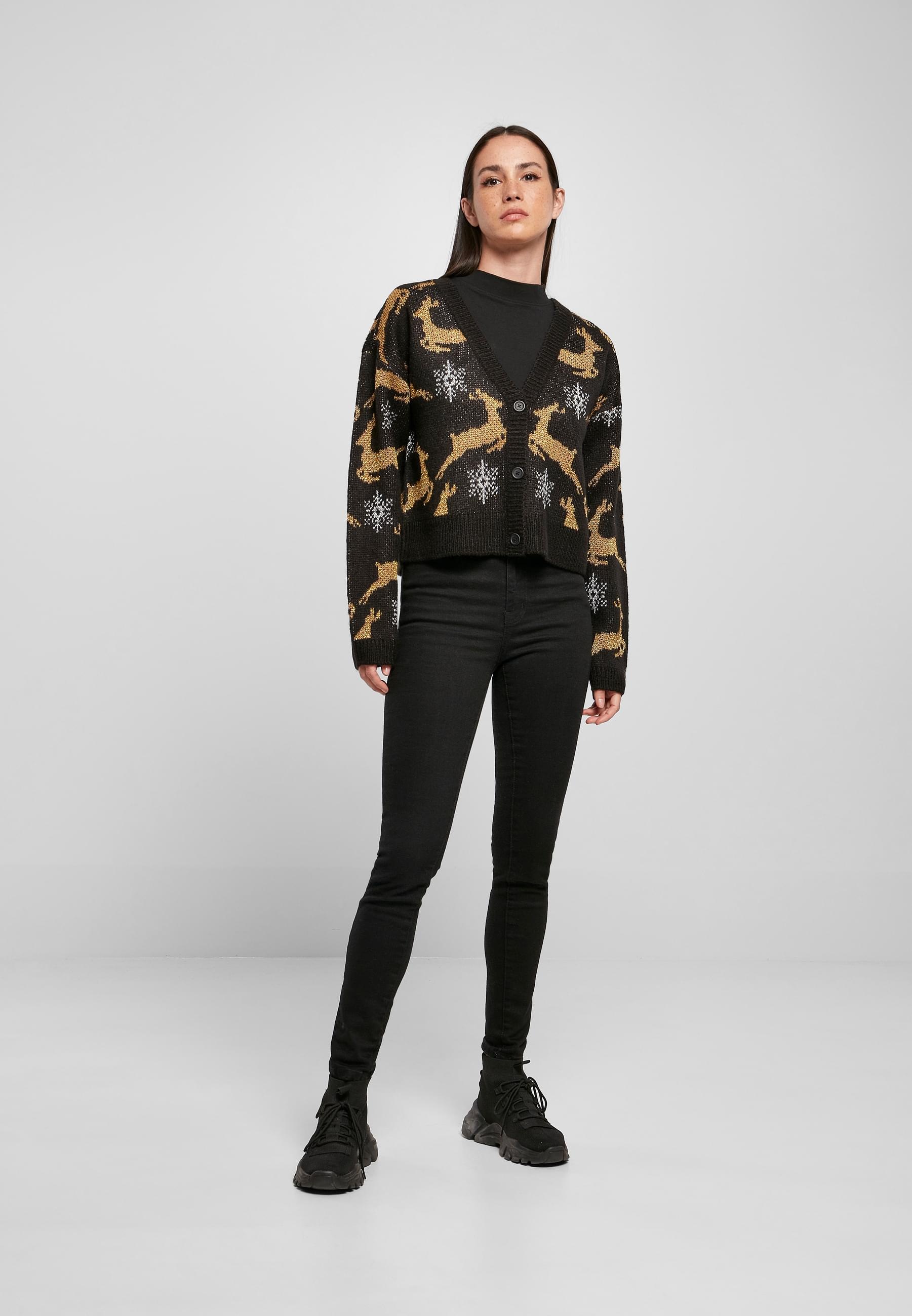 URBAN CLASSICS Cardigan »Urban Classics Damen Ladies Short Oversized Christmas Cardigan«