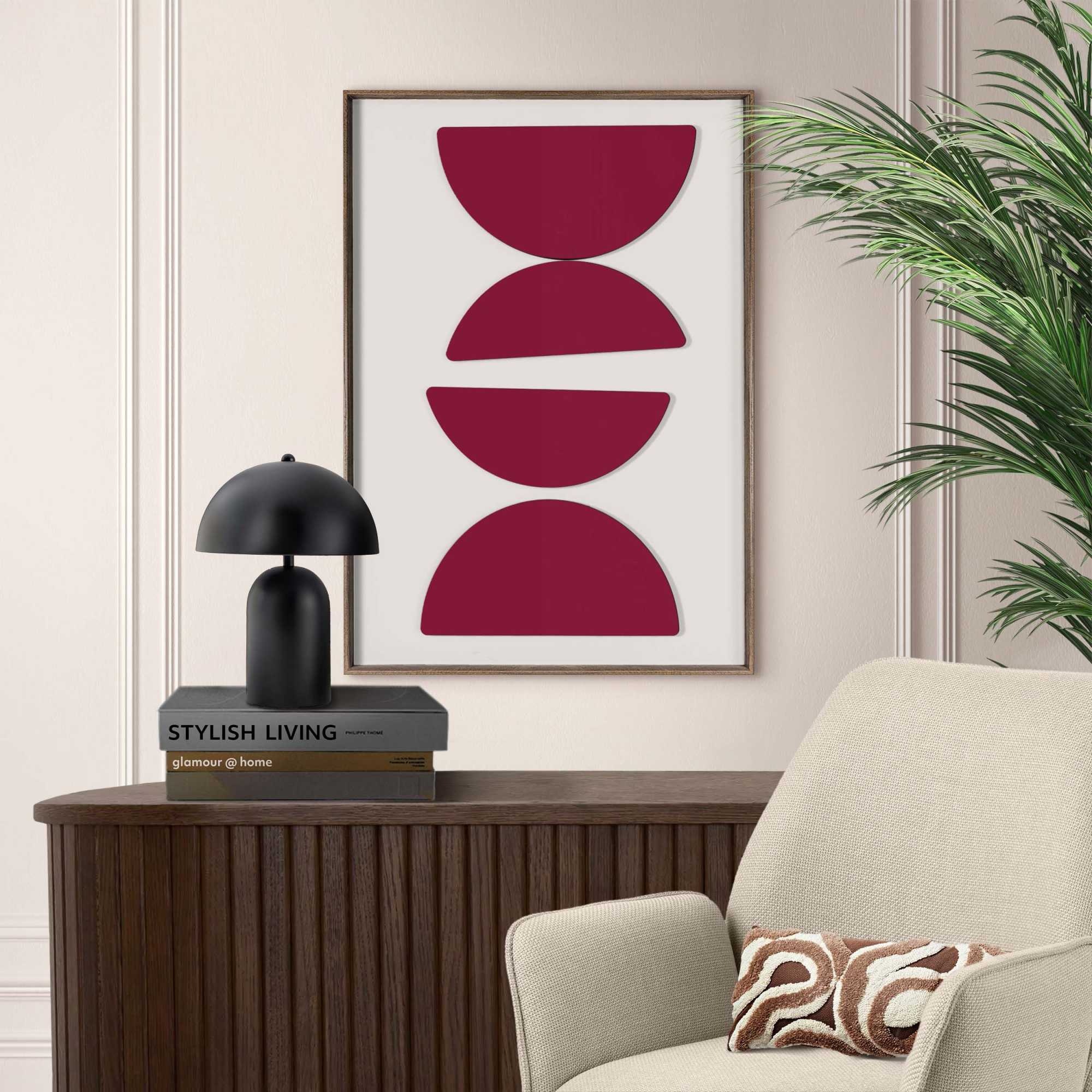 Reinders! Wandbild »Halbkreise in Burgund«, Wohnzimmer - Rot - MDF - Abstrakt - 50x70 cm