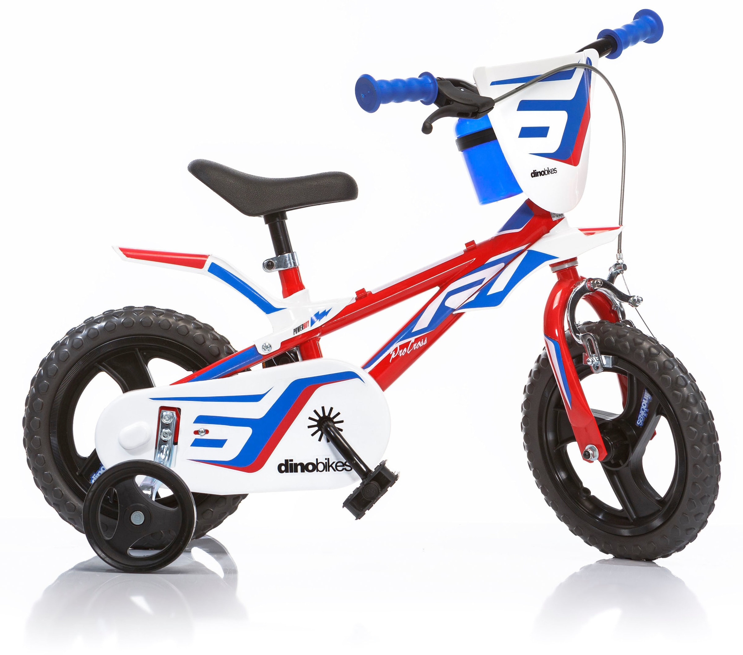 Dino Kinderfahrrad "Mountainbike 12 Zoll", 1 Gang, mit Stützrädern, Frontschild und coolen Schutzblechen