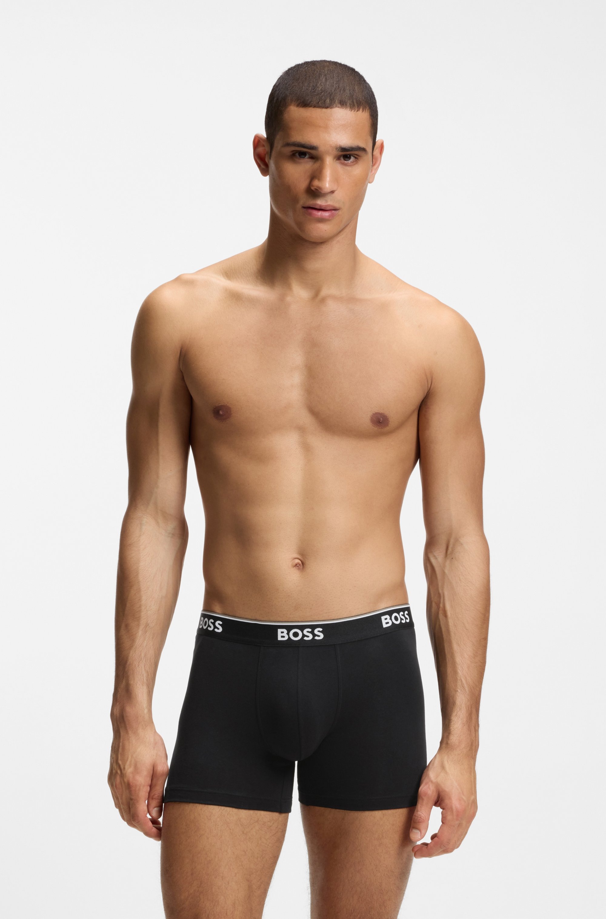 BOSS Boxershorts Packung, 3 Stk. aus bequemer Stretch-Baumwolle, körpernah, mittlere Bundhöhe