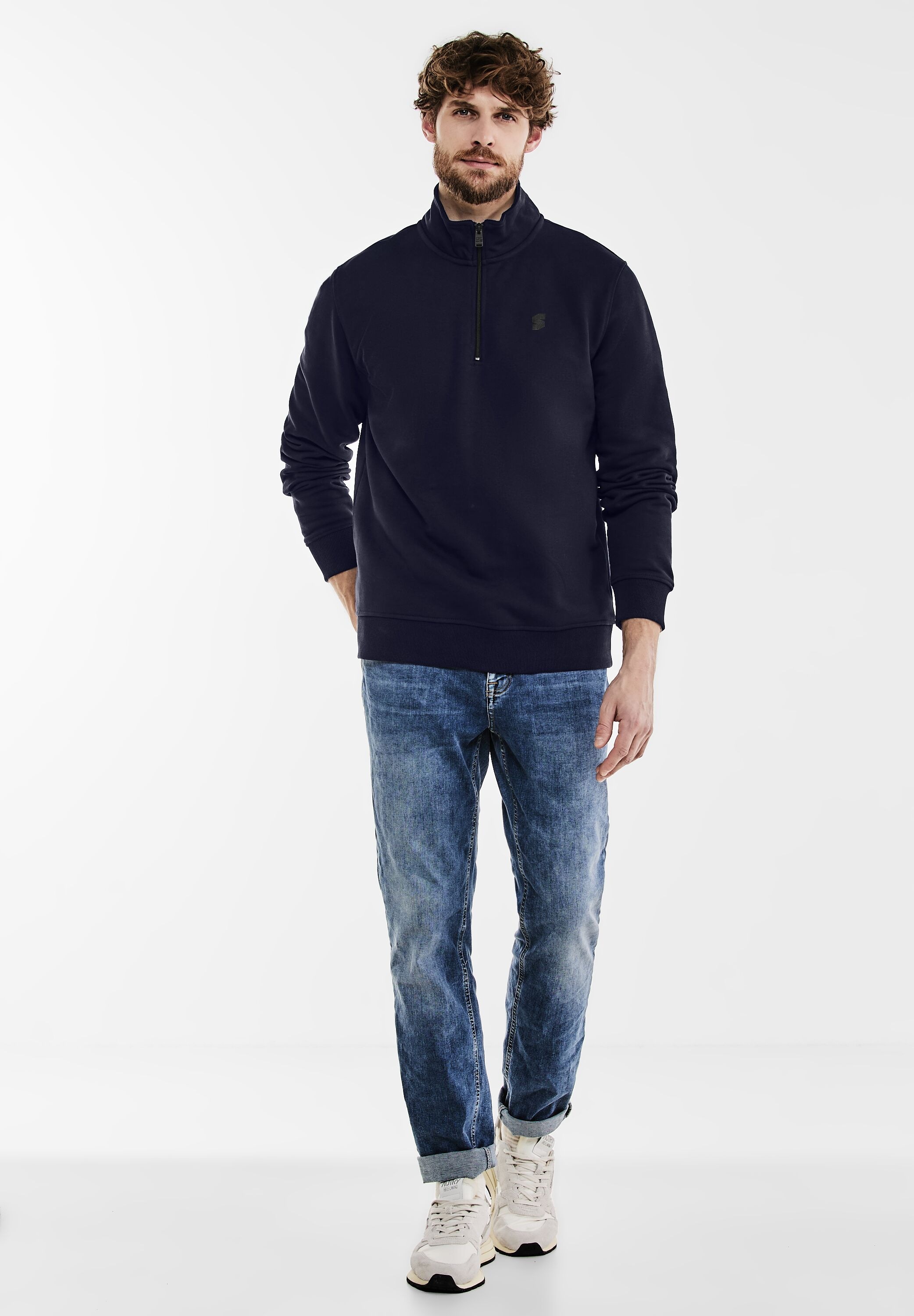 STREET ONE MEN Sweatshirt, mit Stehkragen