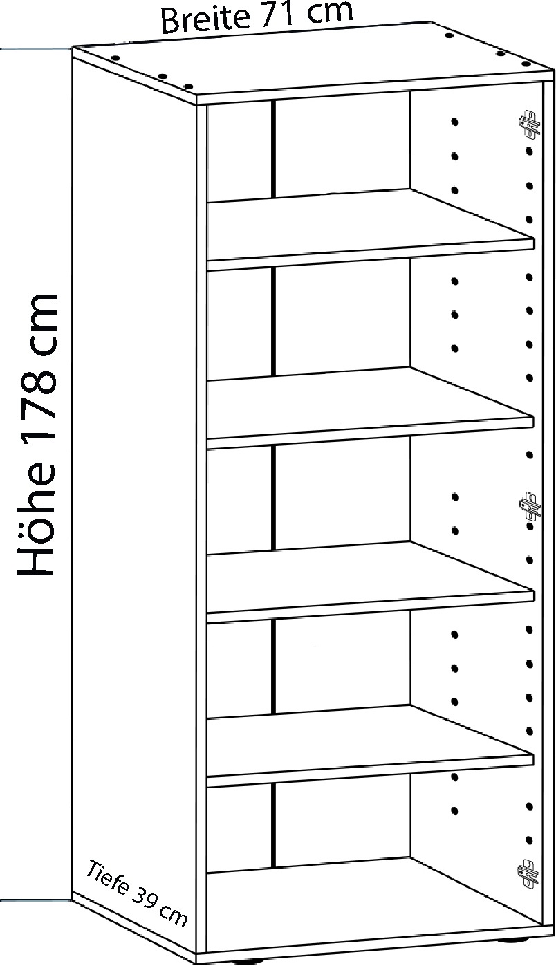VCM Kleiderschrank »VCM Holz Kleiderschrank | Schrank mit 6 Fächern und Drehtüren | erweiterbar | Maße ca B. 70 x H. 218 x T. 40 cm - Vandol«, (1 St.)