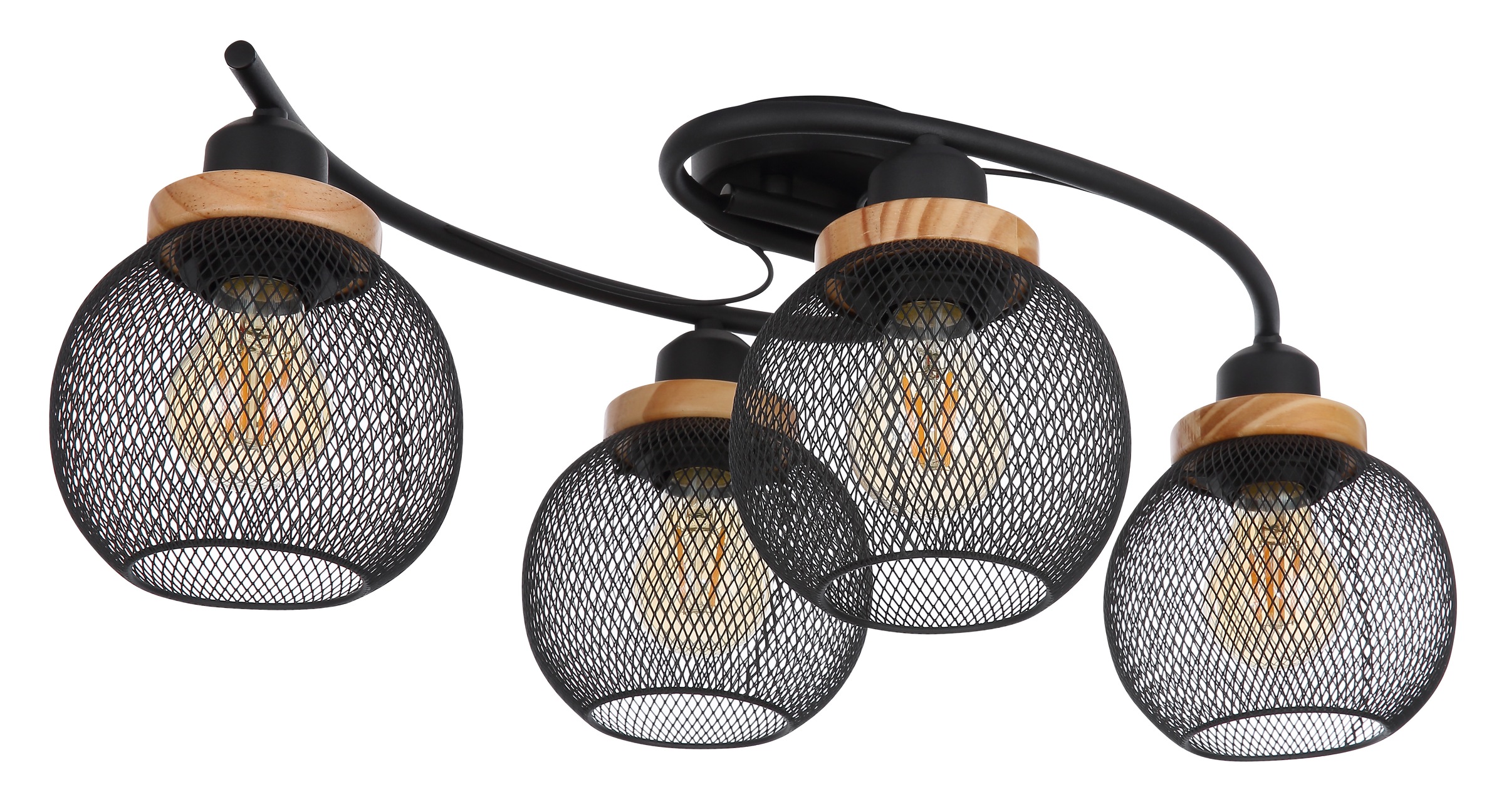 GLOBO LIGHTING Deckenleuchte »PABLO« E27 1 Stk. Deckenlampe Metall schwarz Metallgeflecht Holz Küche Wohnzimmer