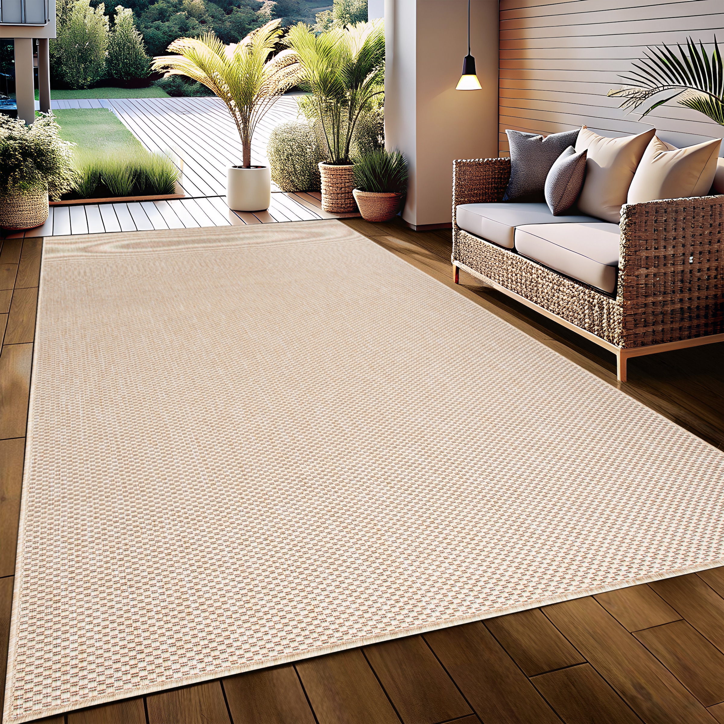 my home Teppich »Venedig auch als Läufer erhältlich«, rechteckig, 4 mm Höhe, In- und Outdoor geeignet, Sisal-Optik, Wetterfest & UV-beständig