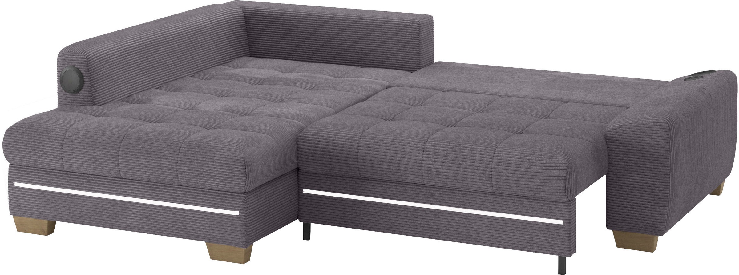 Mr. Couch Ecksofa »Nikita II, L-Form«, mit Kaltschaum, RGB-LED, Soundsystem, wahlweise mit Bett, Bettkasten