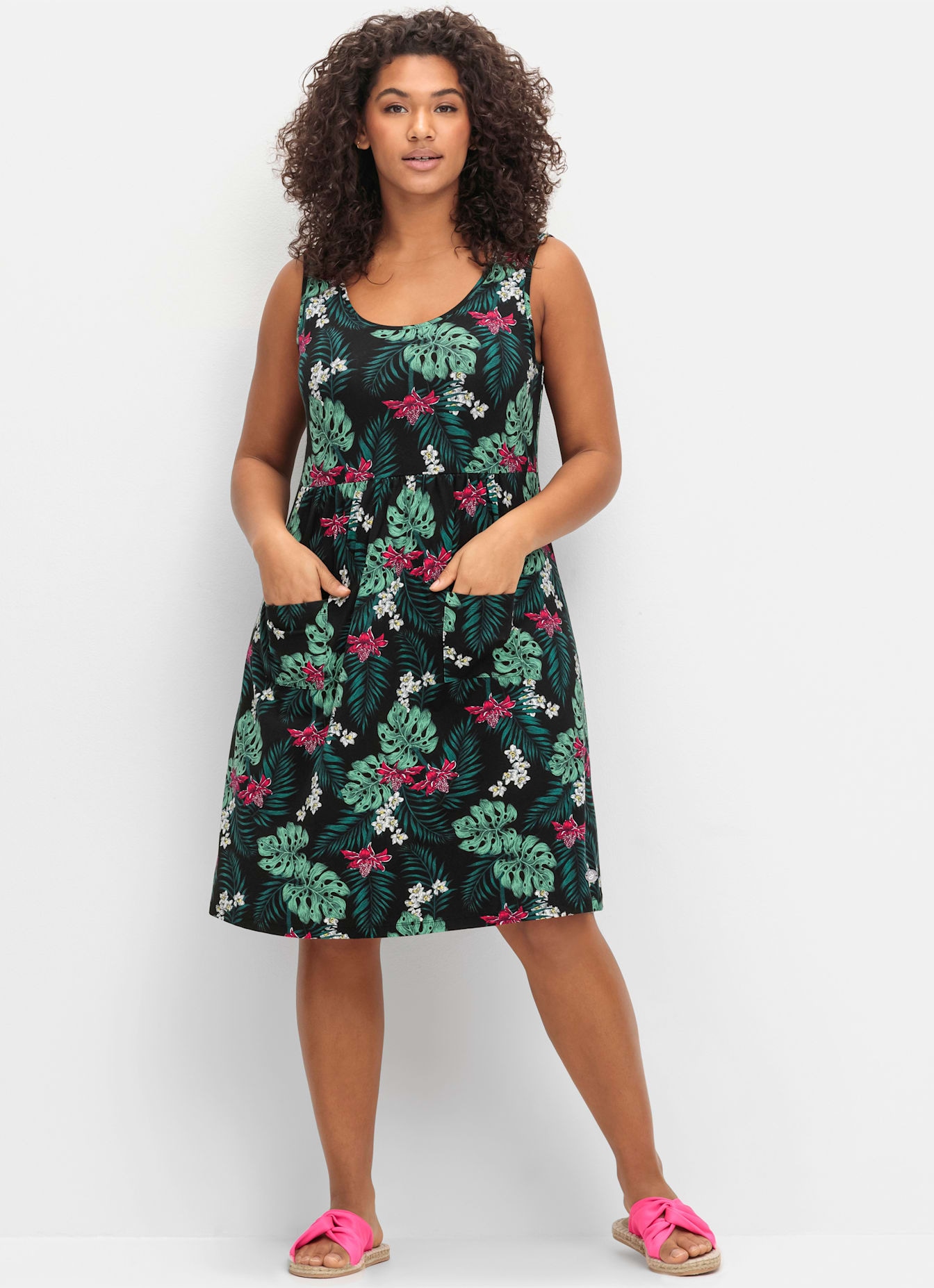 Sheego Sommerkleid "Sommerkleid" aufgesetzte Taschen günstig online kaufen