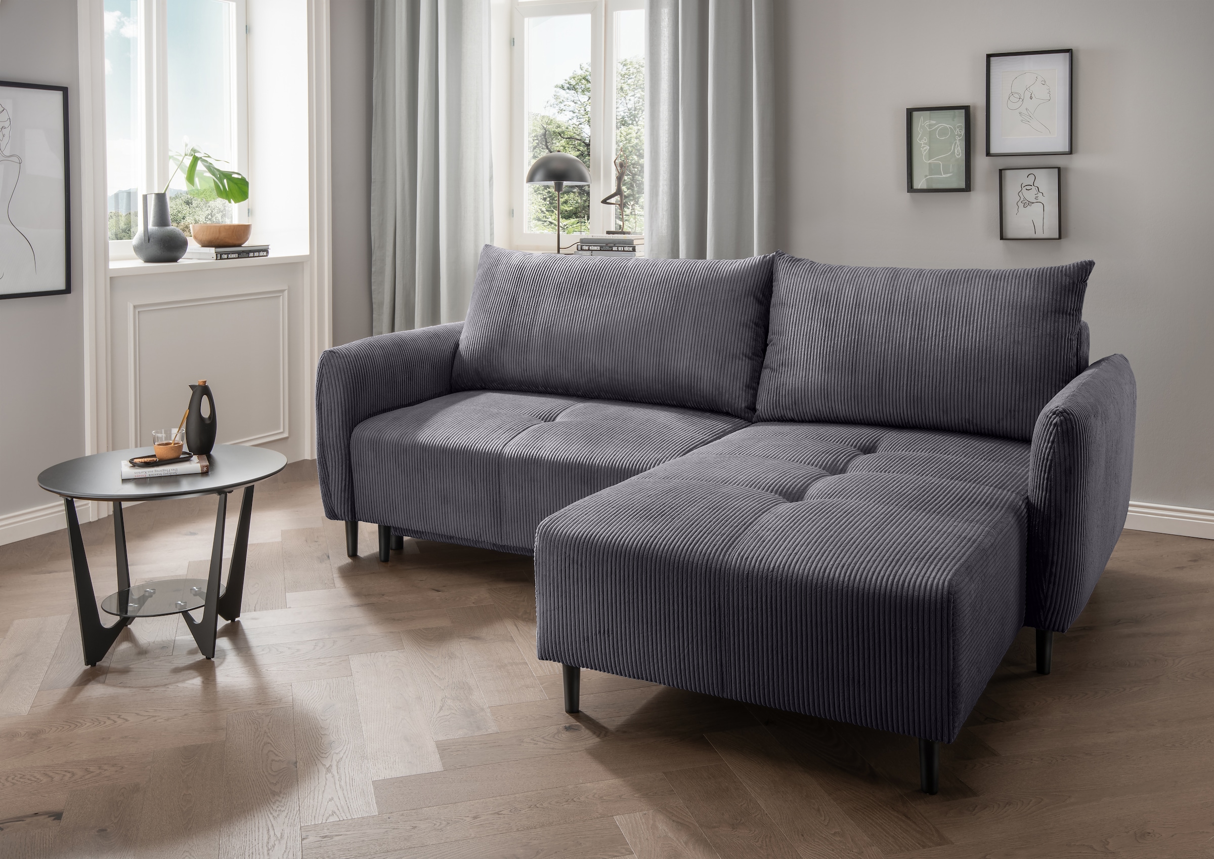 Home affaire Ecksofa "Mara, L-Form, aktueller Cord Bezug und tolle Farben, günstig online kaufen
