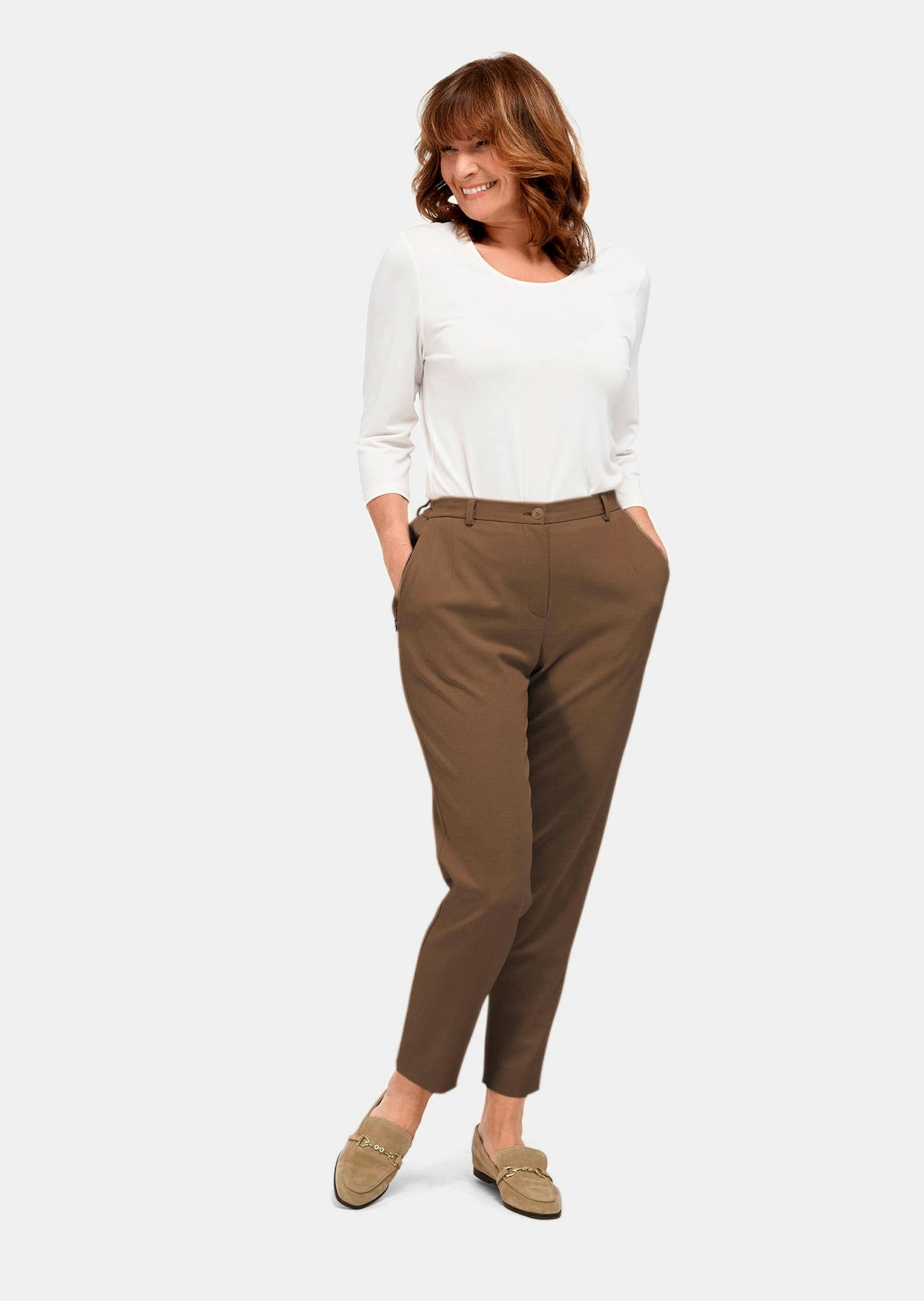 GOLDNER Stoffhose »Hose Carla mit Rippenstruktur«