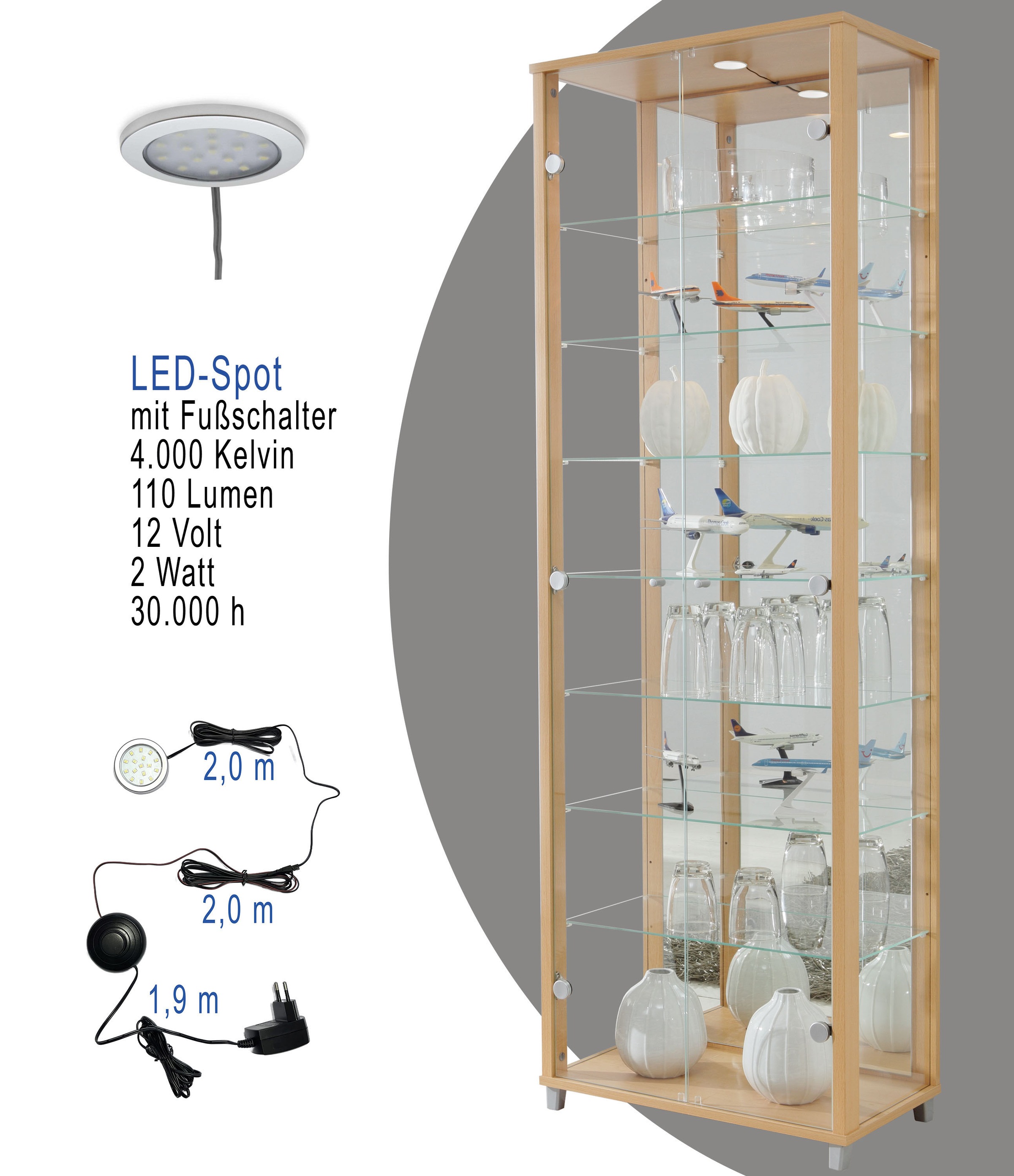 fif möbel Vitrine »OPTIMA«, Standvitrine/Glasvitrine 2x Glastür,perfekt für Sammler,Sammlervitrine