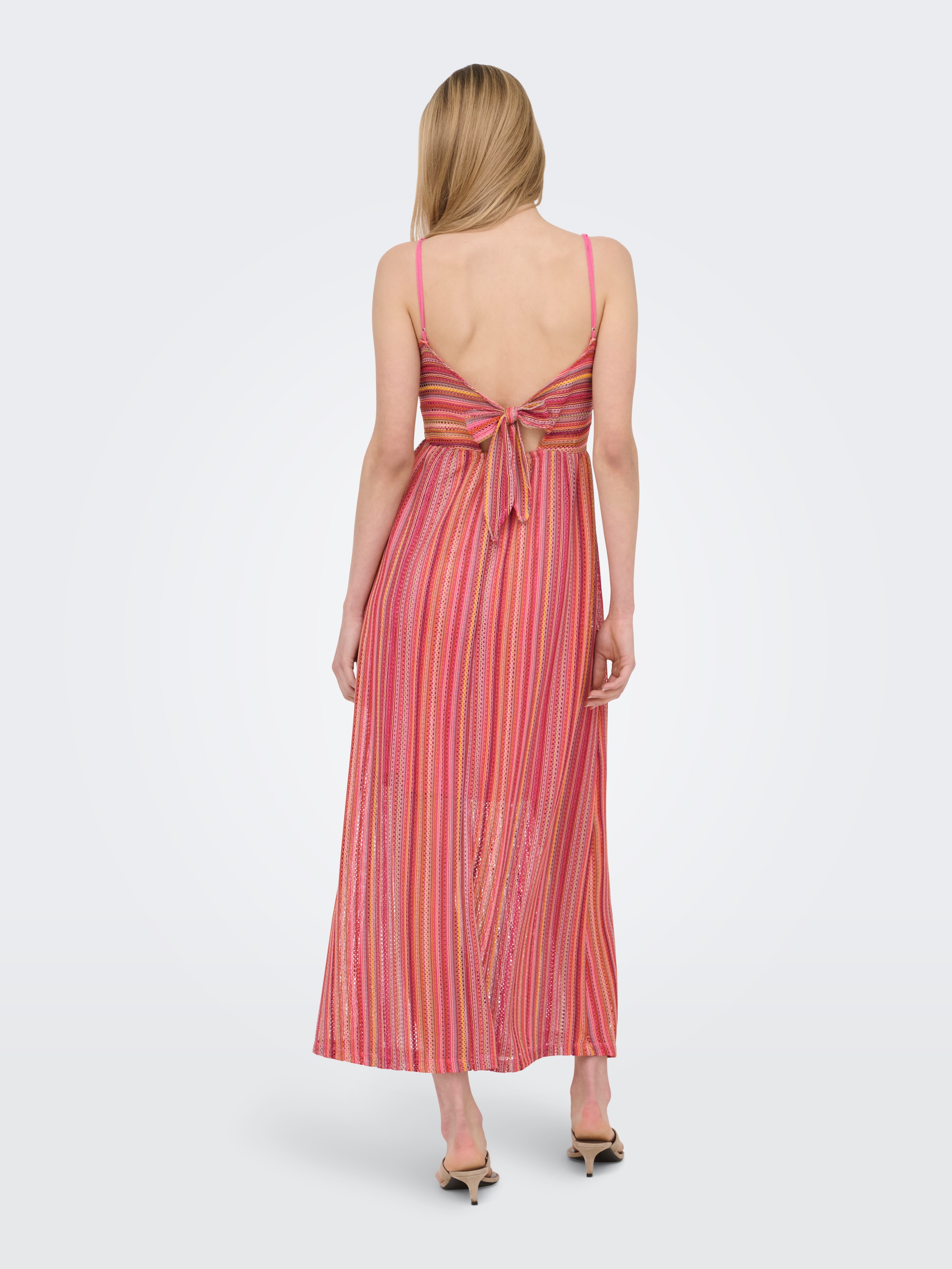 ONLY Spaghettikleid »ONLSANDY LONG DRESS JRS« Materialmix, regular fit, V-Ausschnitt