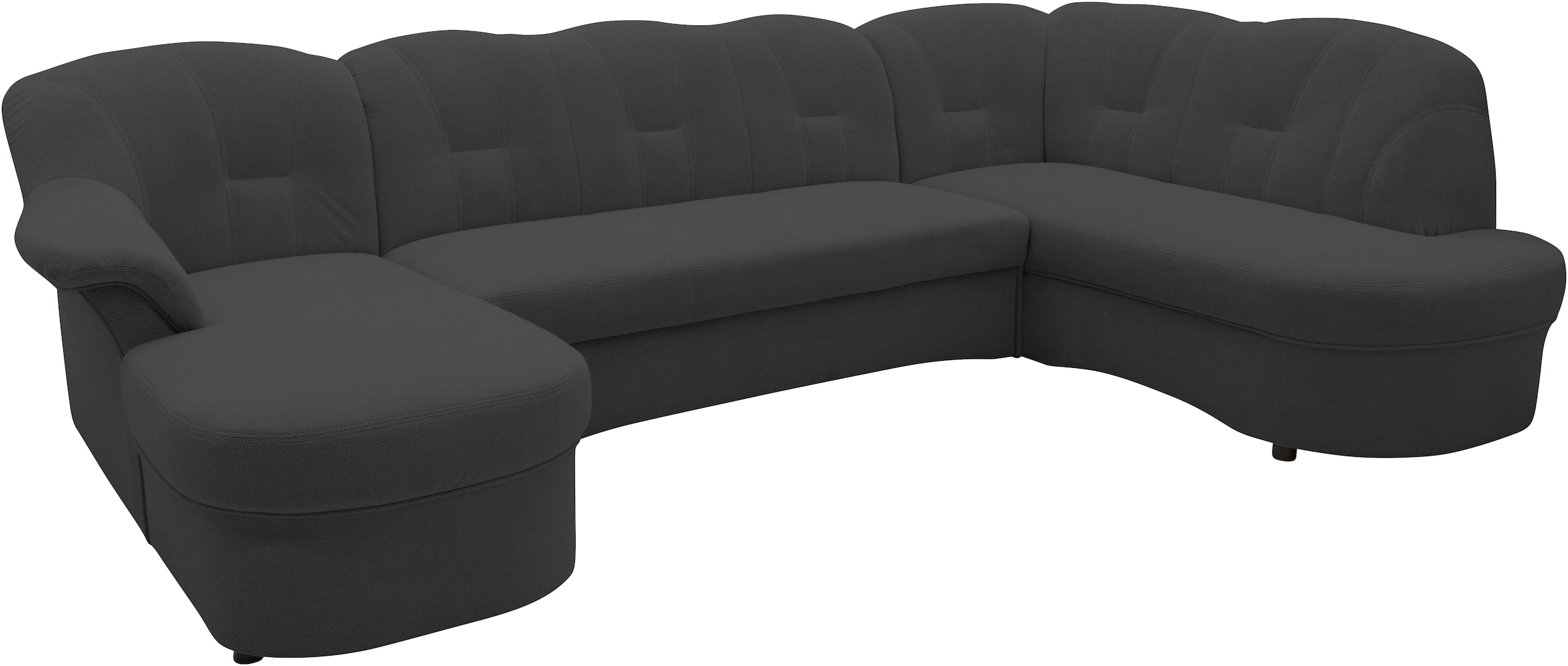 DOMO collection Wohnlandschaft »Flores auch in Leder-Bezug, B/T/H: 293/180/86 cm,  U-Form« wahlw. mit Bettfunktion, wahlw. mit Federkern,  Unser Dauertiefpreis