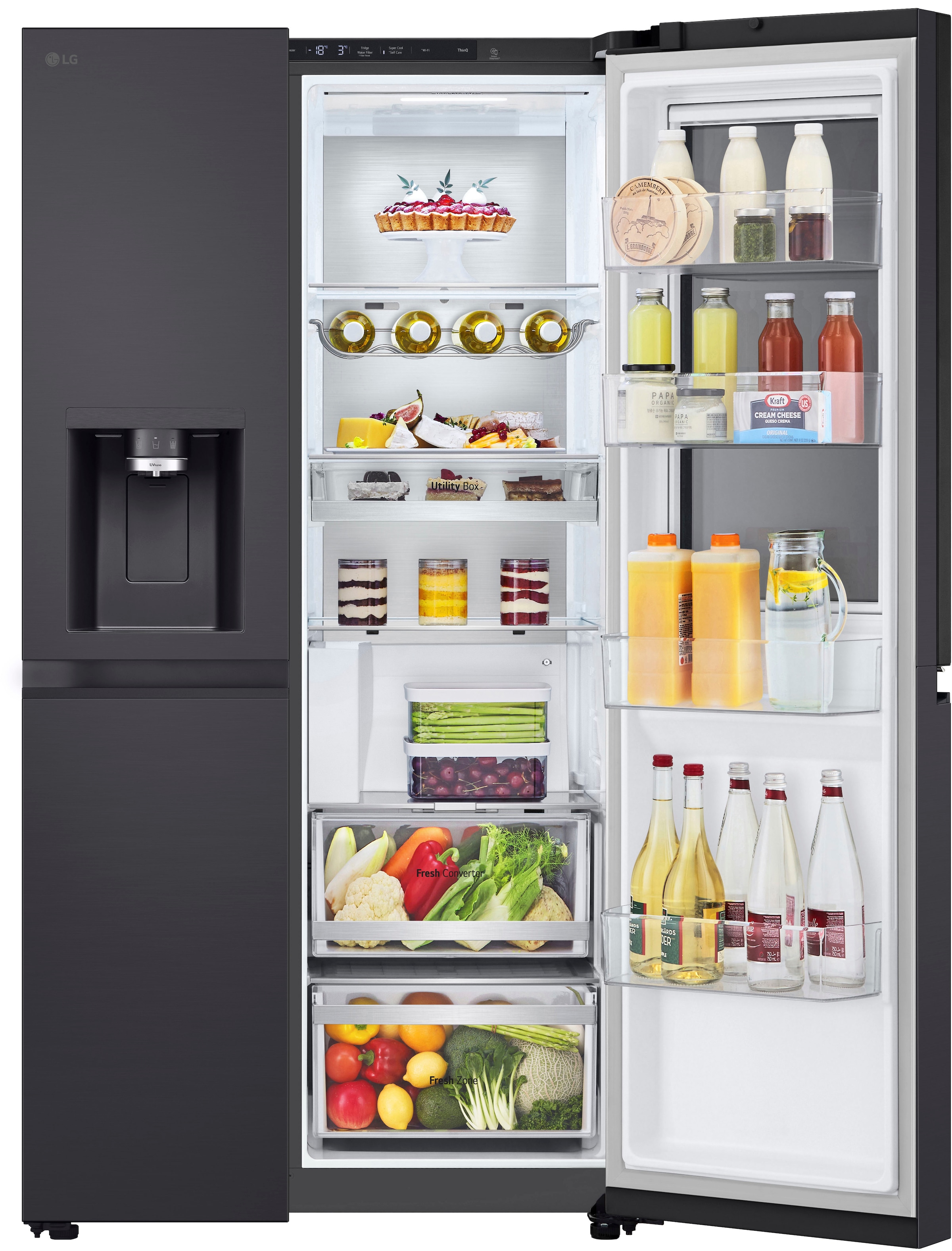 LG Side-by-Side X-Serie »GSXE90EVAD«, großes Wein- und Flaschenregal
