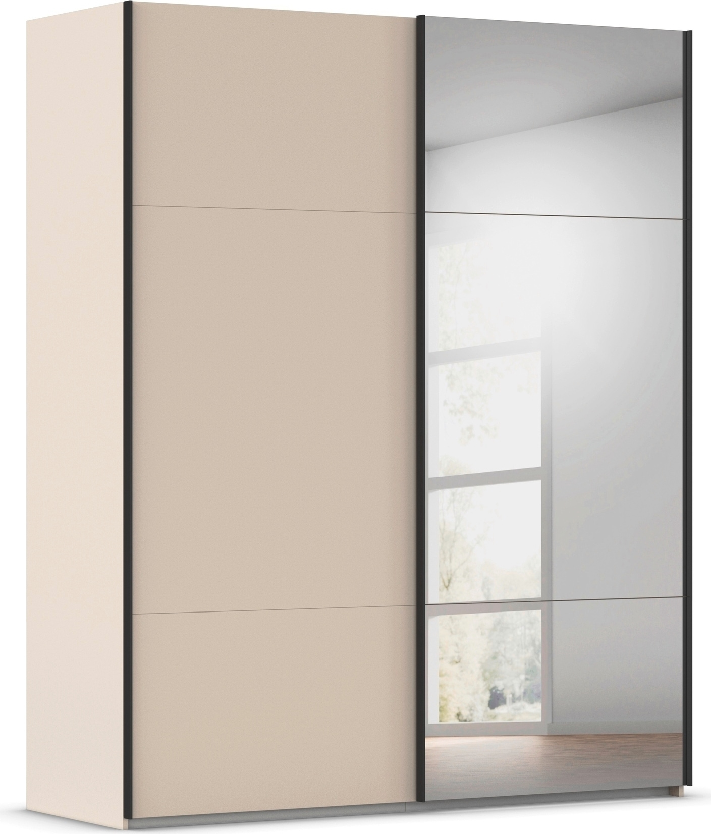 rauch Schwebetürenschrank "Kleiderschrank Schrank Garderobe Schlafzimmerschrank CONTIDO" 3 verschiedene Ausstattungen BASIC/CLASSIC/PREMIUM (inkl. SOFT-CLOSE), aus hochwertigem Material in 6 Breiten 2 Griff-Farben MADE IN GERMANY