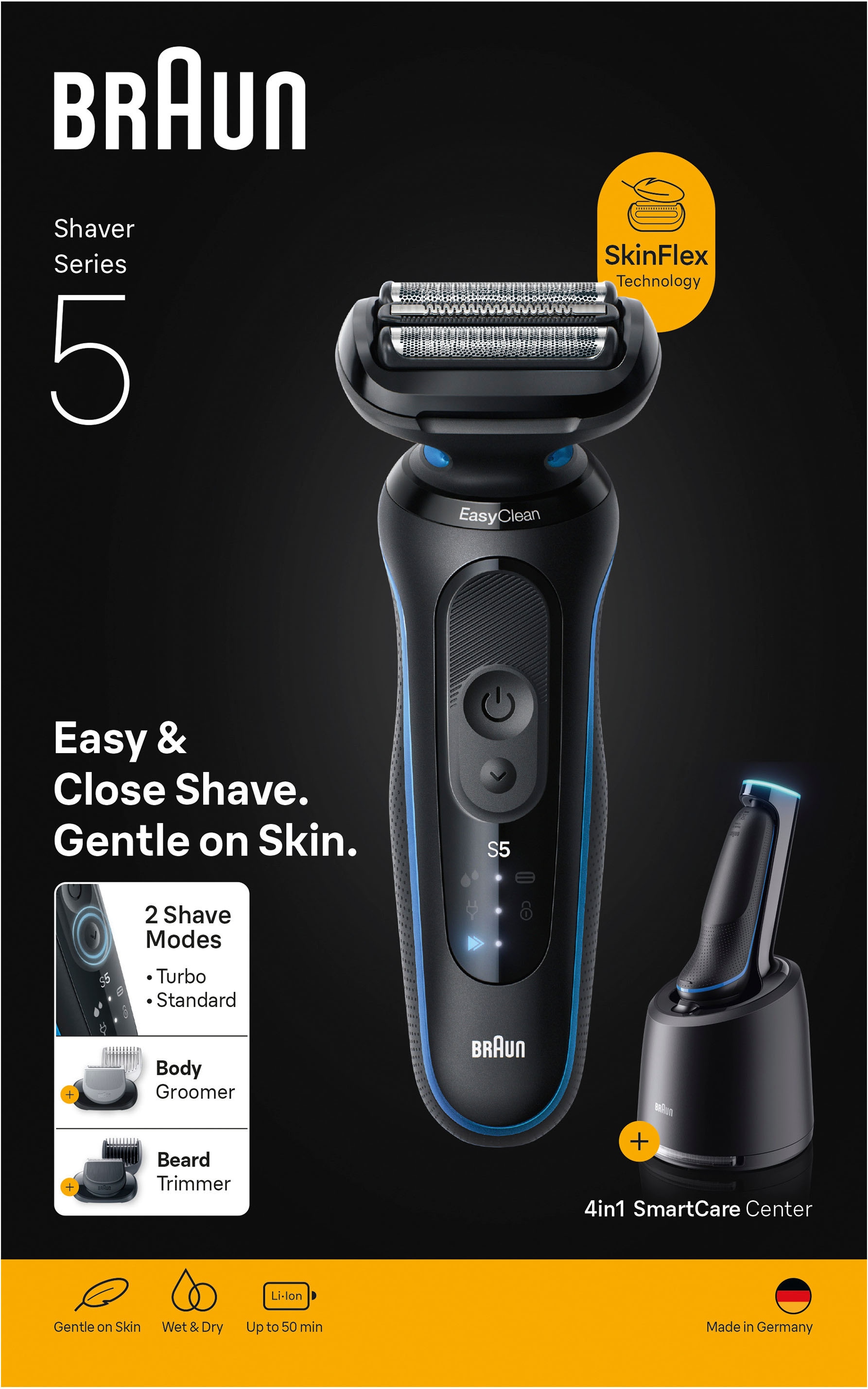 Braun Elektrorasierer »Series 5 52-B7650cc« Reinigungsstation Bis zu 50 Min, 4in1 SmartCare Center, +2 Aufsätze, 100% Wasserdicht