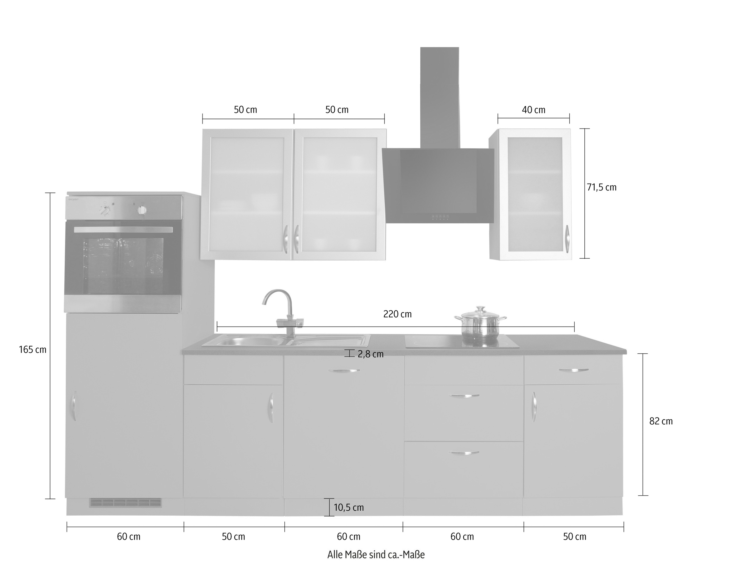 wiho Küchen Küchenzeile »Peru«, mit E-Geräten, Breite 280 cm bestellen |  BAUR