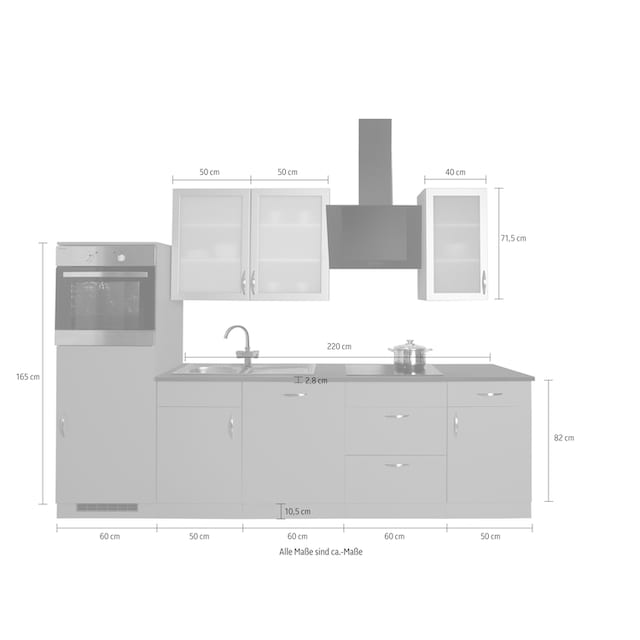 wiho Küchen Küchenzeile »Peru«, mit E-Geräten, Breite 280 cm bestellen |  BAUR