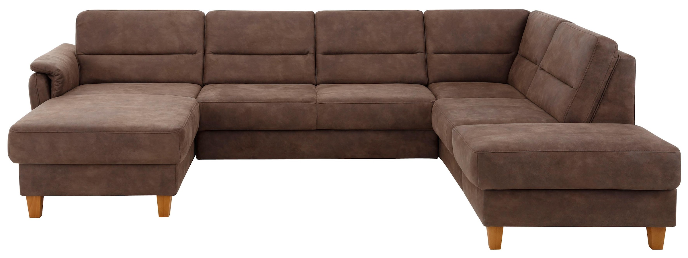 Home affaire Wohnlandschaft "Palmera U-Form, B: 308 cm, große Stoff + Leder Auswahl" optional Schlaffunktion & Bettkasten, Federkern, XXL-Wohnlandschaft