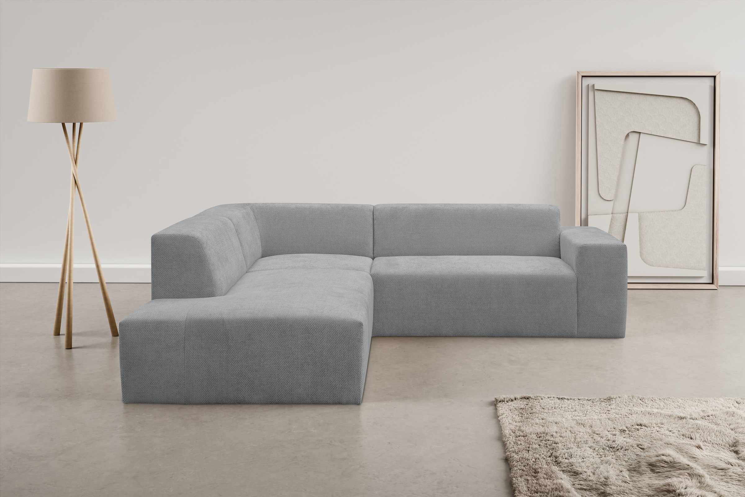 WERK2 Ecksofa "Zeus-M 251 cm breit, 262 cm tief, tolles Sofa, L-Form" Curvy Trend Garnitur, urbane Optik, komfortable Wellenunterfederung