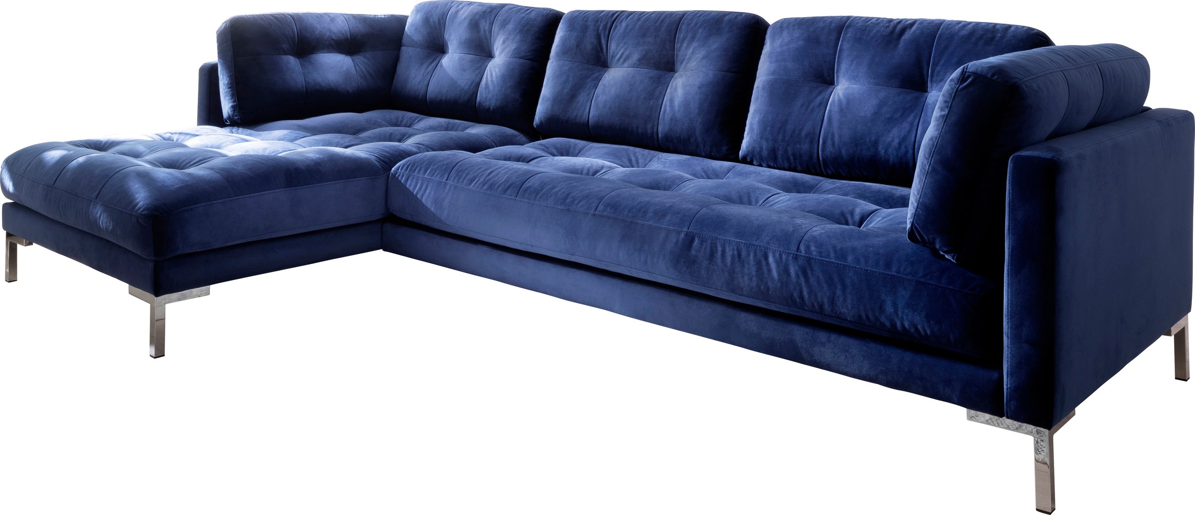 Trends by HG Ecksofa »Landau L-Form«, in Cord-Stoff mit Metallfuß