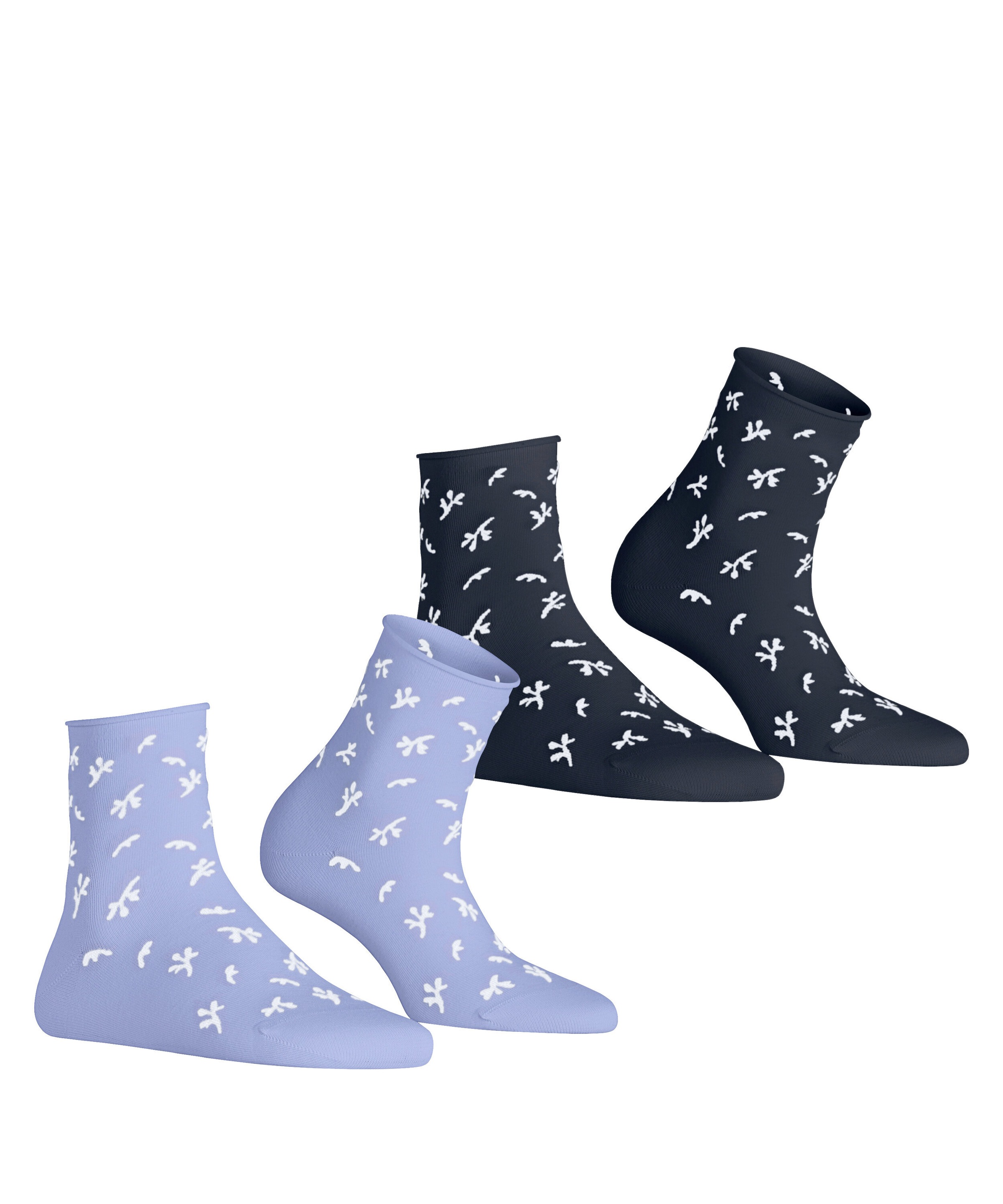 Esprit Kurzsocken »Twig« 2 Paar,  mit kleinem Rollrand, florales Muster
