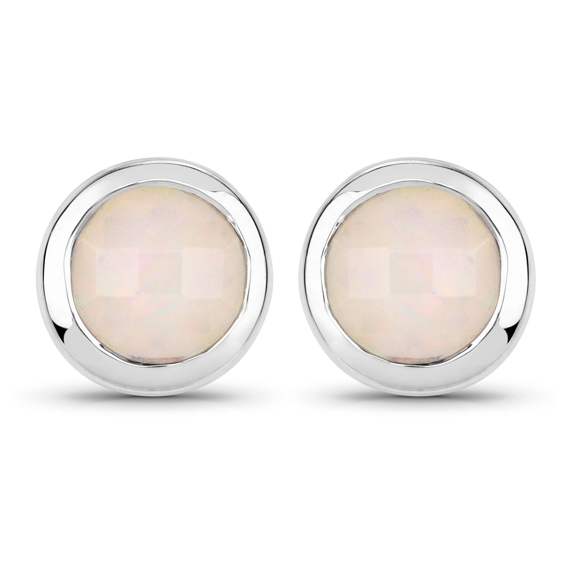 Vira Jewels Paar Ohrstecker »925-Sterling Silber rhodiniert glänzend Opal weiß rund«
