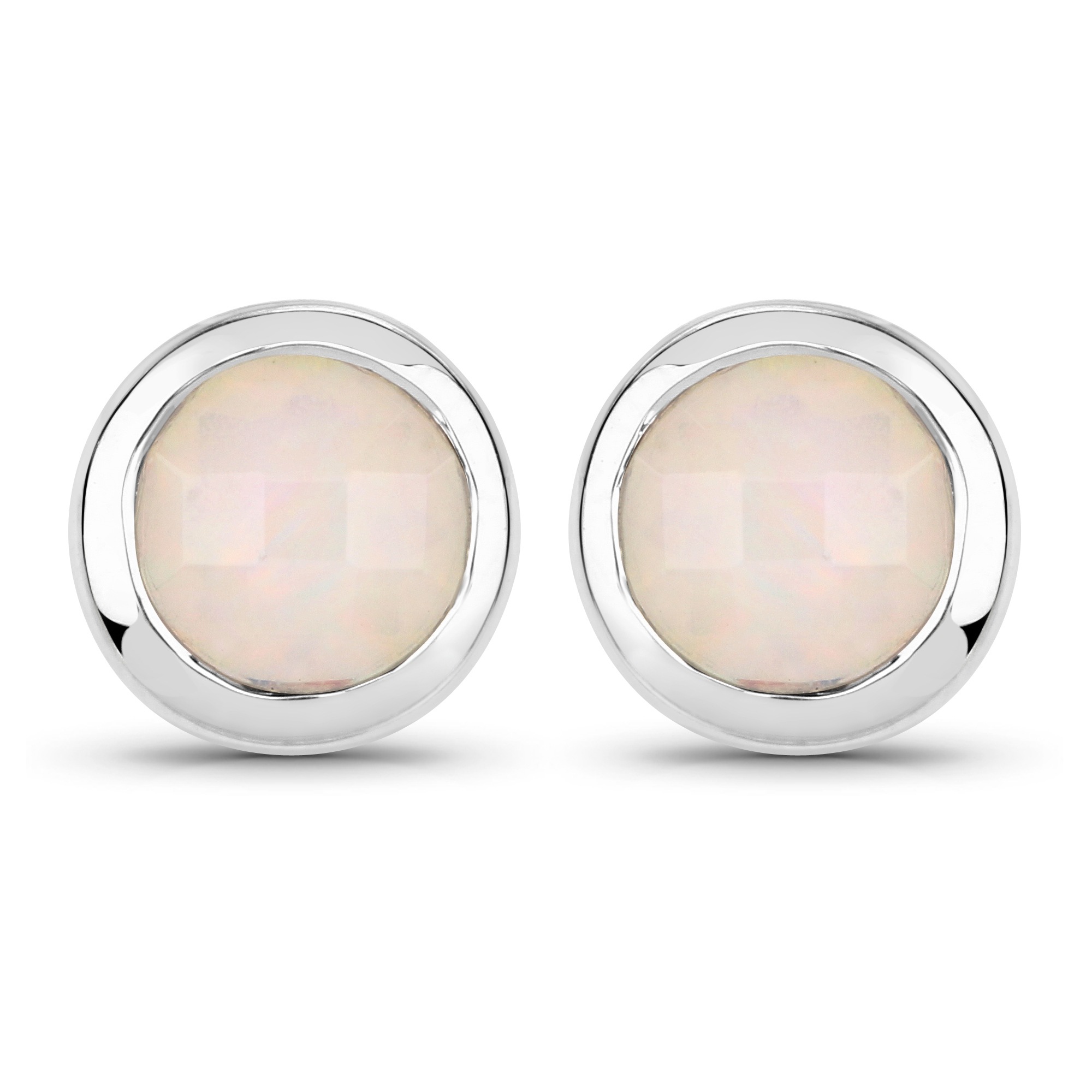Vira Jewels Paar Ohrstecker »925-Sterling Silber rhodiniert glänzend Opal weiß rund«