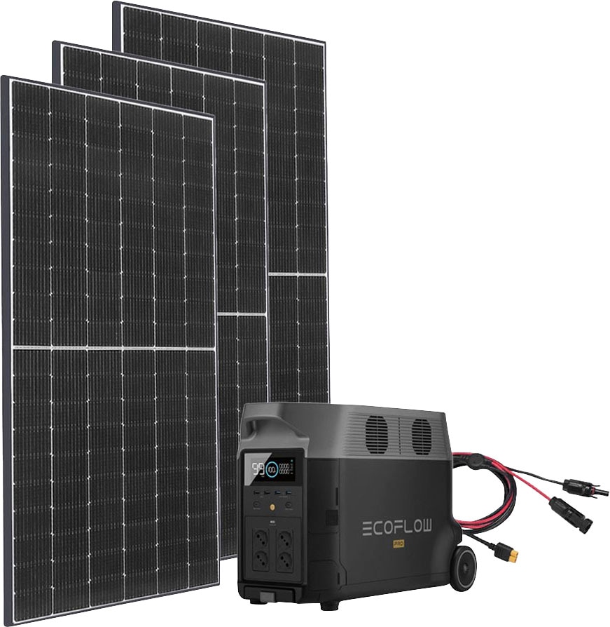 Ecoflow Solaranlage »Delta Pro Powerstation mit 3 x 415W Gerahmtes Solarmodul«, (Spar-Set), Plug and play