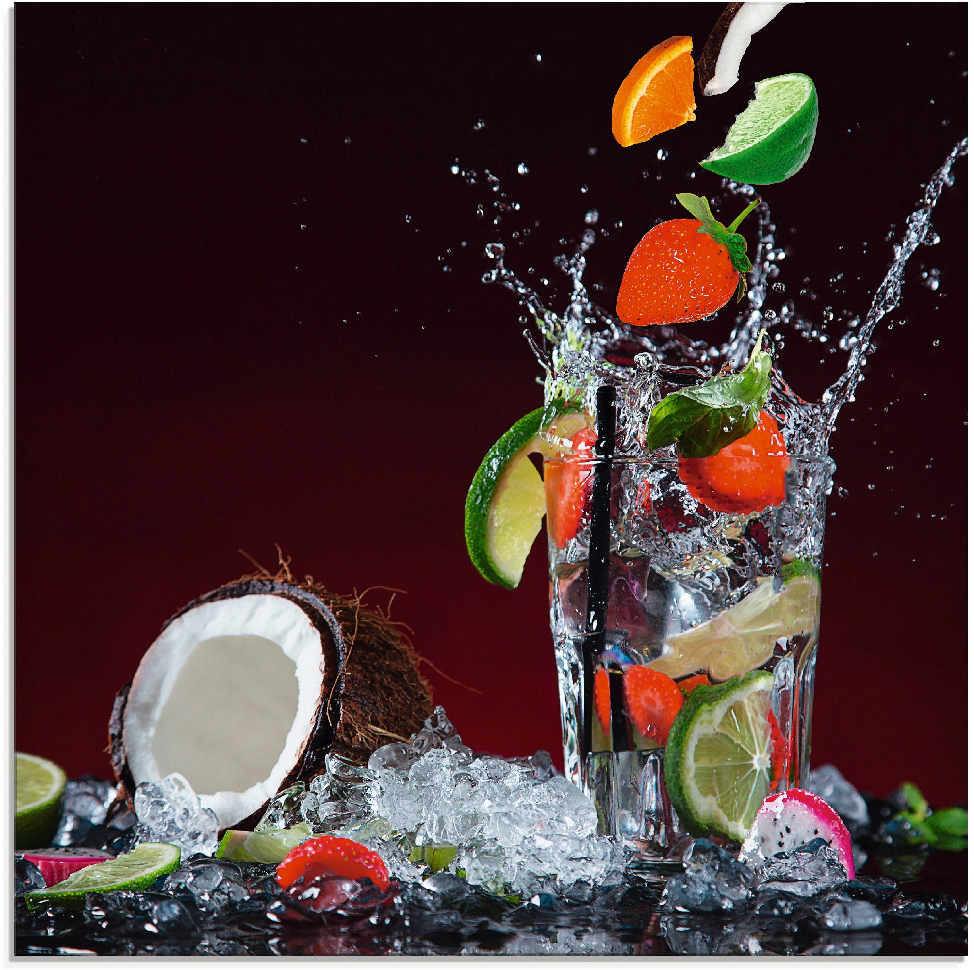 Artland Glasbild "Frischer Fruchtcocktail II" Getränke 1 Stk. tlg. in verschiedenen Größen