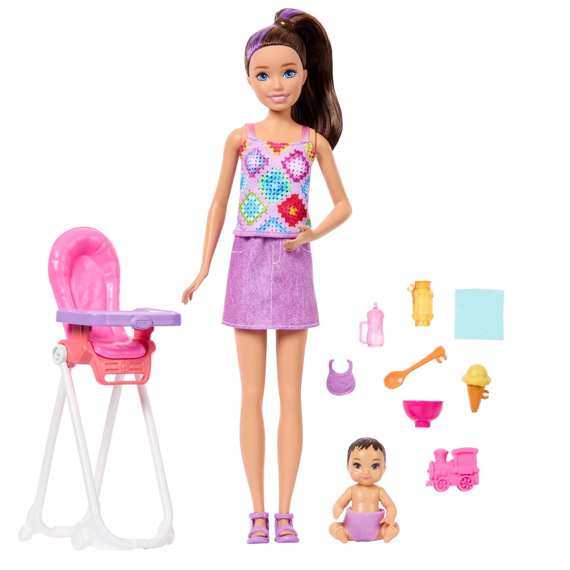 Barbie Anziehpuppe »Barbie "Skipper Babysitters Inc." Hochstuhl Spielset«