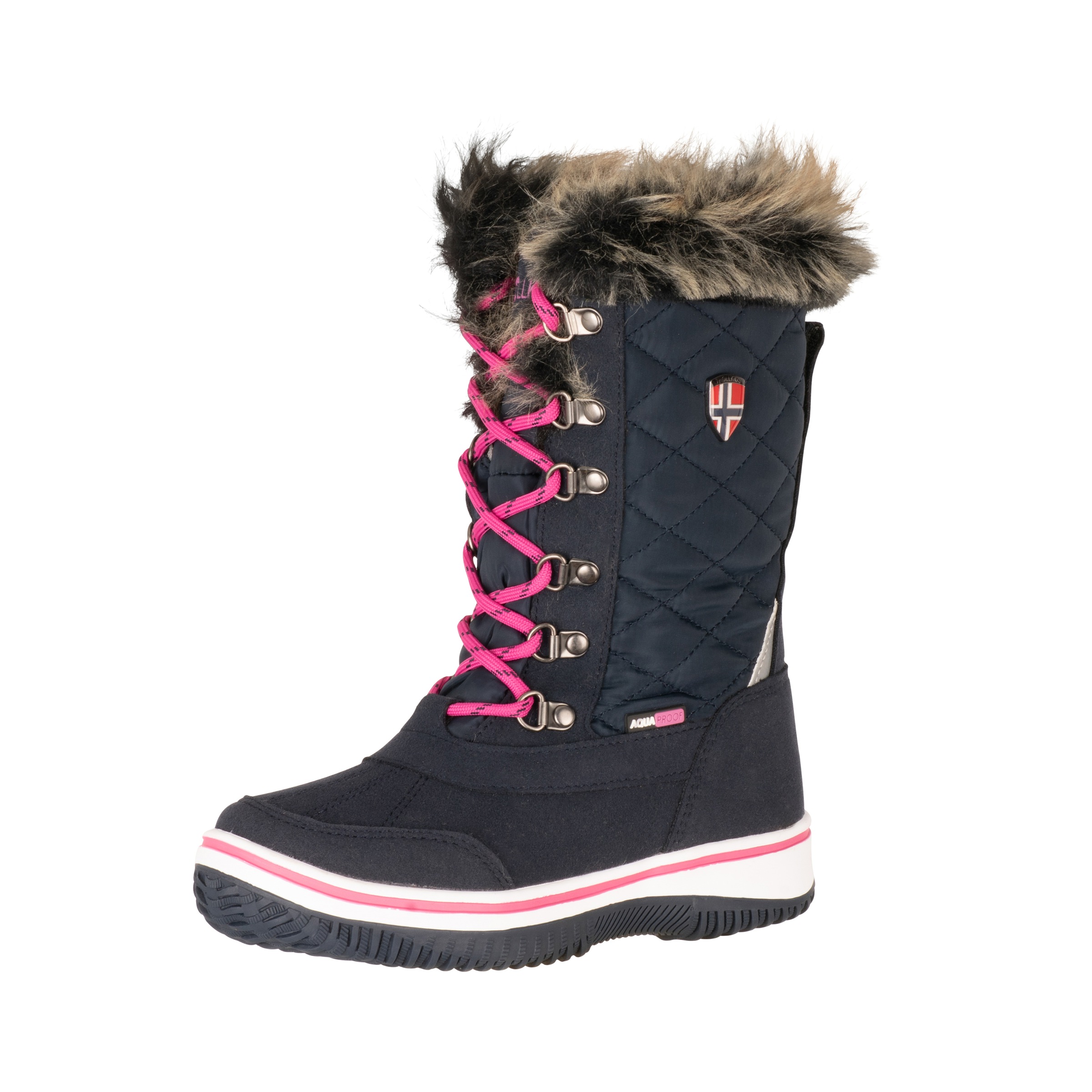 Winterstiefel TROLLKIDS "GIRLS HOLMENKOLLEN SNOW BOOTS XT", Kinder, Gr. 36, bunt (navy, magenta), Synthetik, Textil, Schuhe Winterstiefel, Winterschuhe, Winterboots, Snowboots, wasserdicht, reflektierend