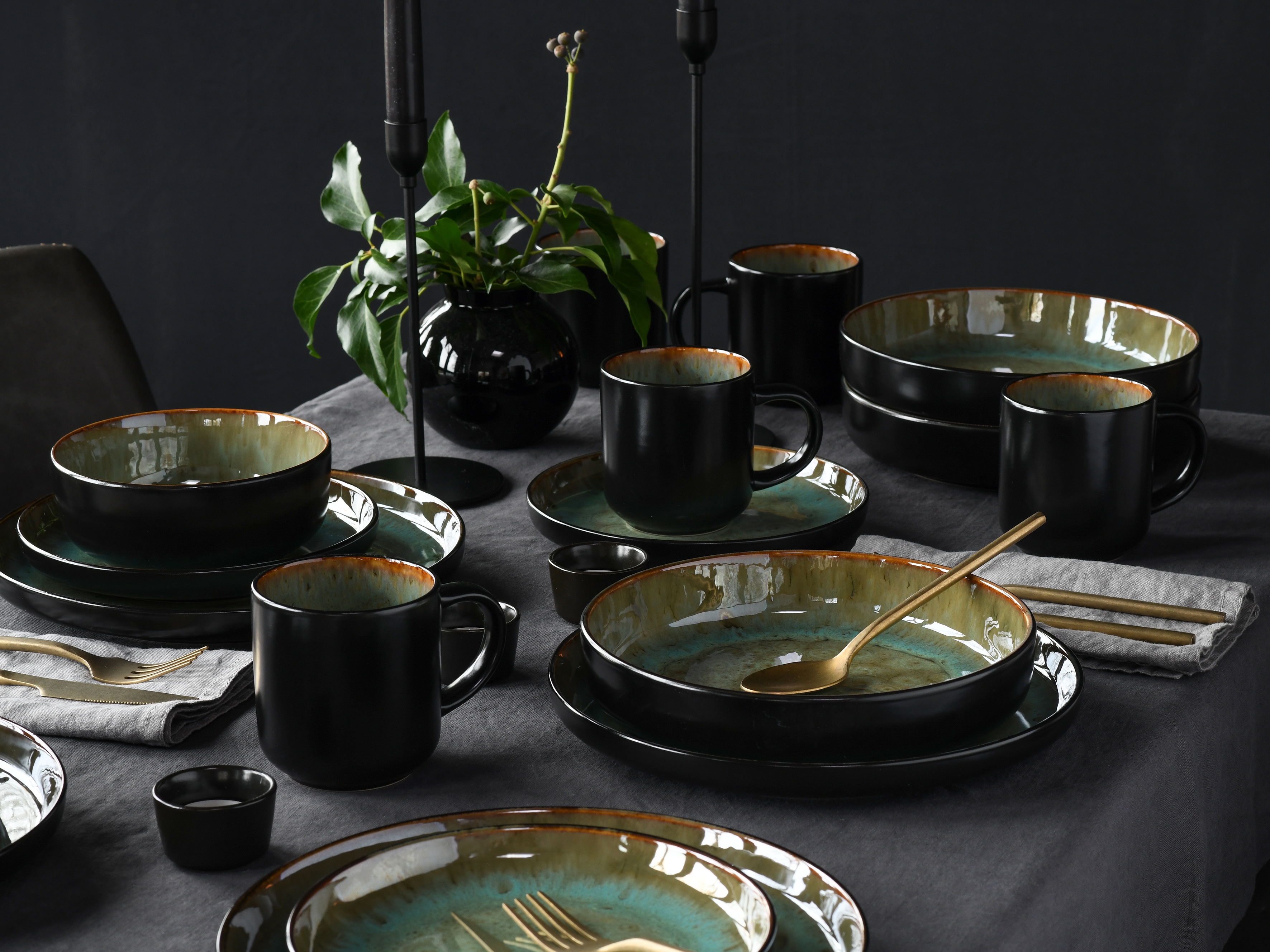 CreaTable Kombiservice "Nordic Fjord" je 6 Speiseteller, Suppenteller, Dess günstig online kaufen