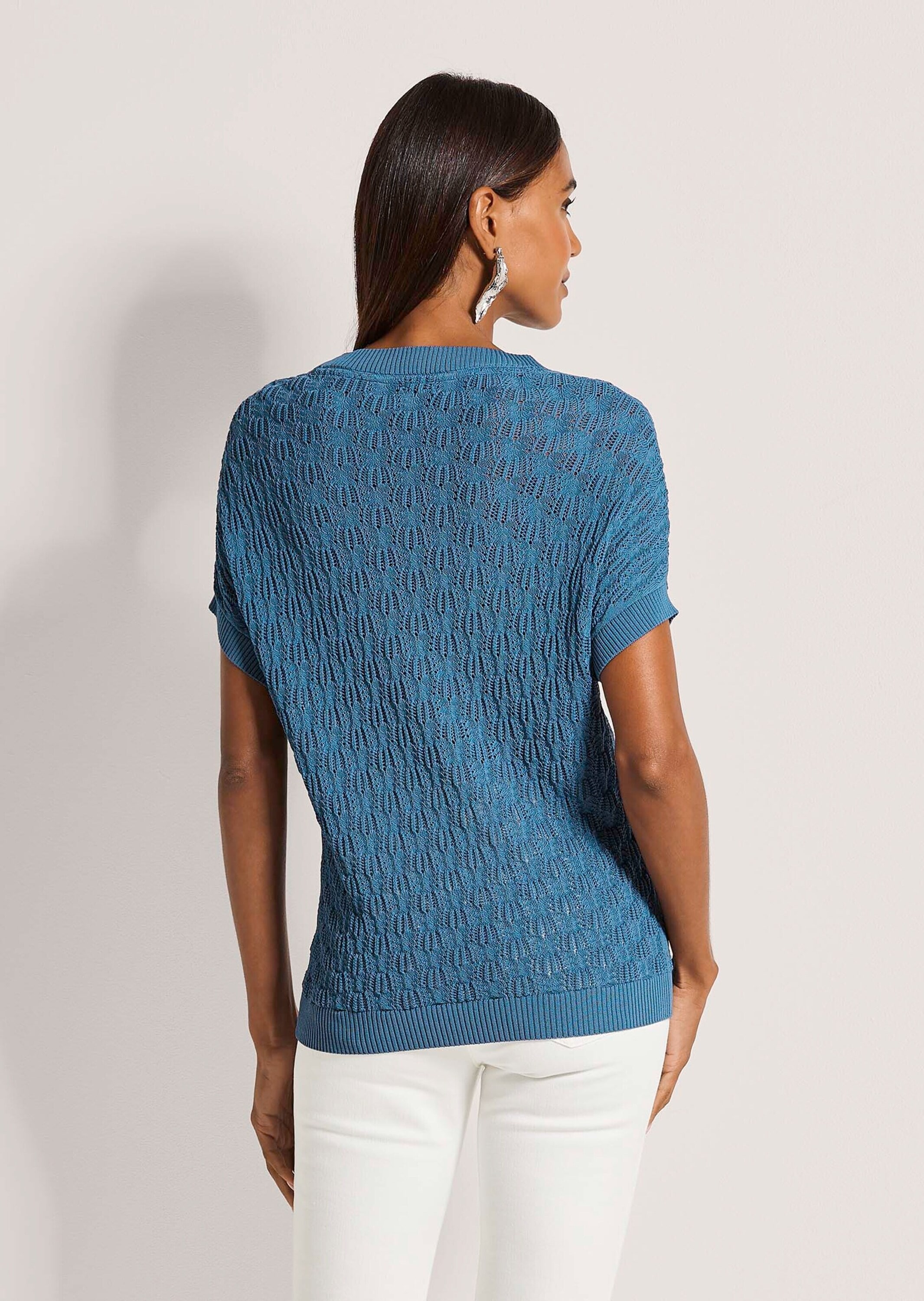 MADELEINE Longpullover »Strickpullover Viskosepullover mit Ajour-Muster« Luftiges Ajour-Muster