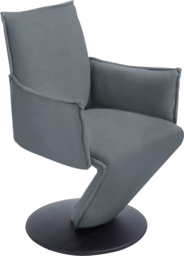 K+W Komfort & Wohnen Esszimmerstuhl "Drive, Drehstuhl" () Sessel mit federnder Sitzschale, Drehteller in Metall schwarz Struktur