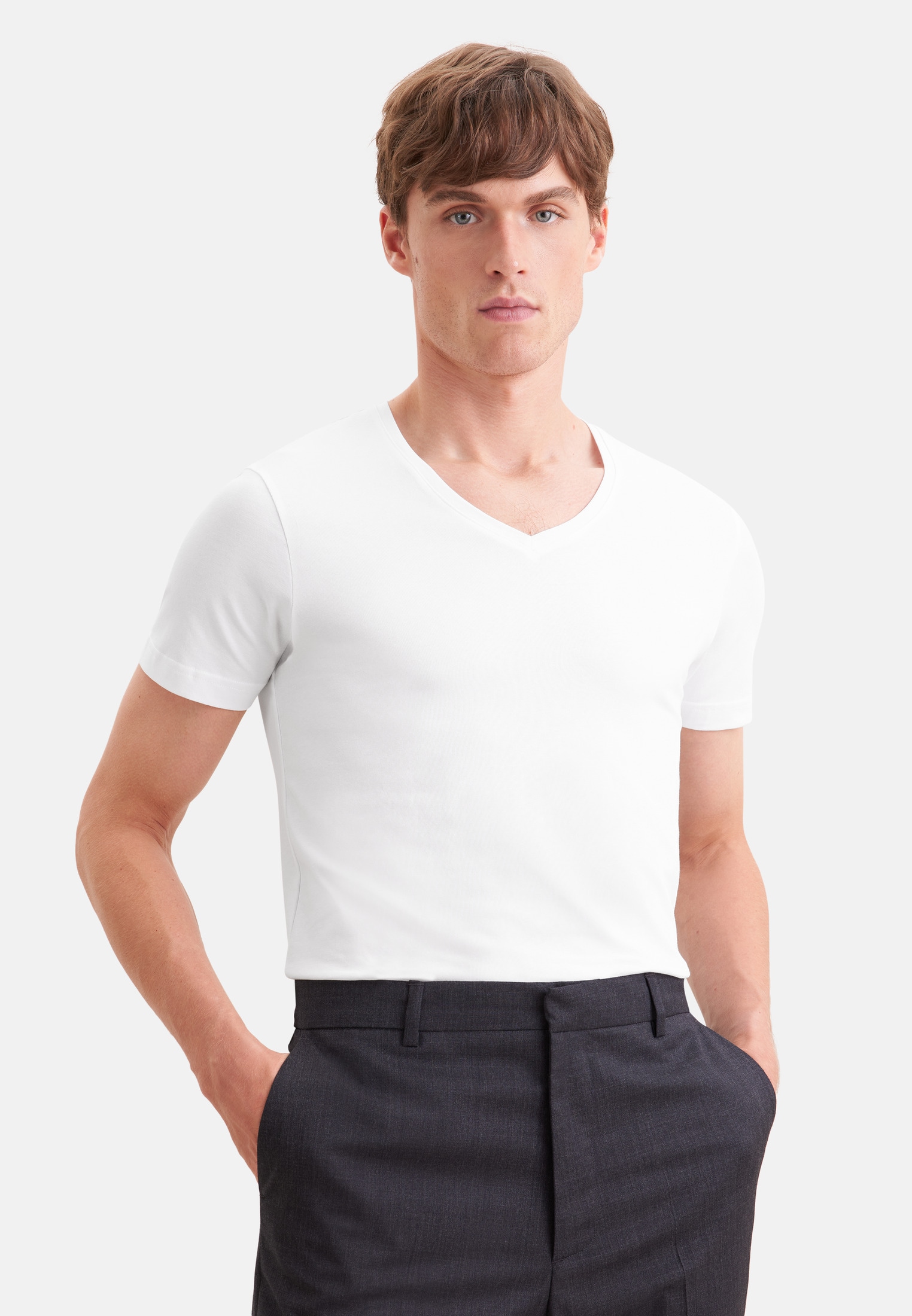 seidensticker T-Shirt "Schwarze Rose" 1/2 V-Neck Uni
