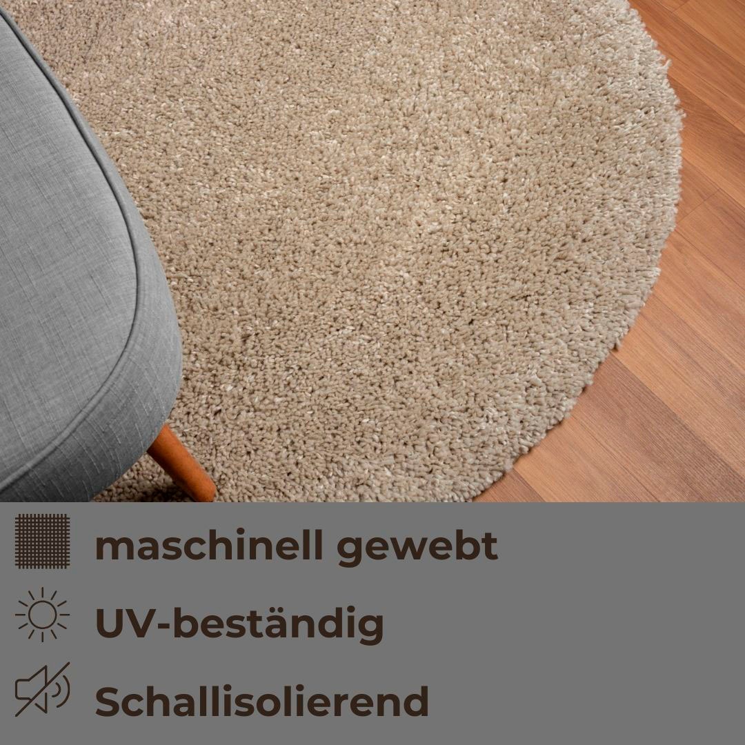 my home Hochflor-Teppich »Banji«, rund, 37 mm Höhe, Uni Farben, weich und flauschig, auch als rechteckig erhältlich