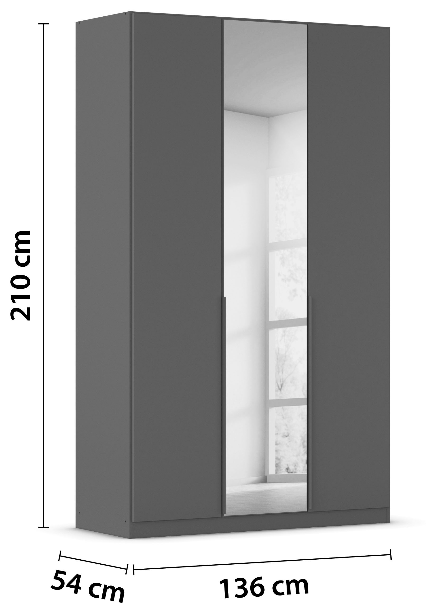 rauch Drehtürenschrank »Kleiderschrank Schrank Garderobe AGORDO mit Dekor- oder Hochglanzfront«, (in zwei Griff-Farben), durchdachte Innenausstattung, in 6 Breiten und 2 Höhen MADE IN GERMANY